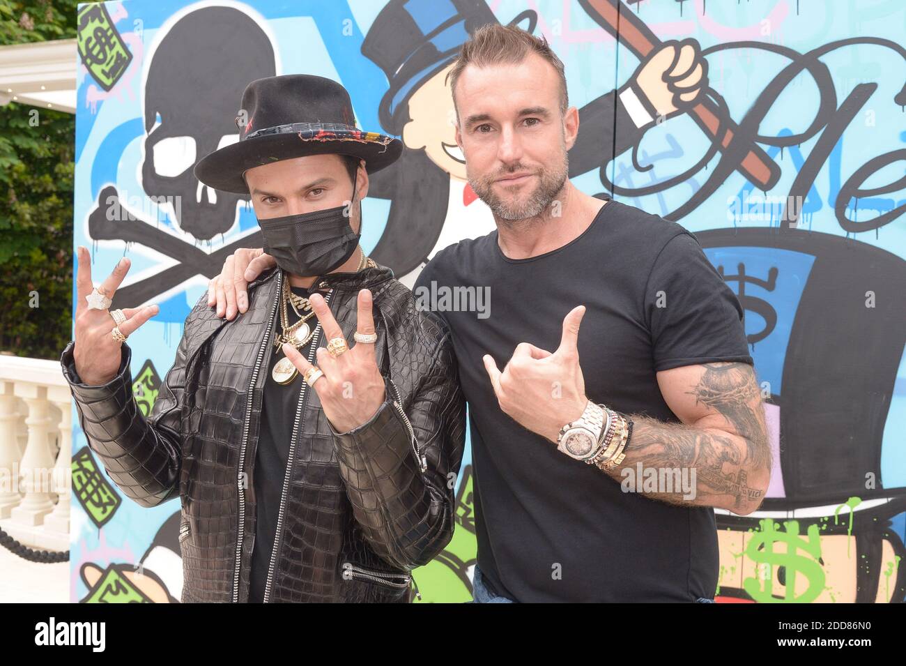 amusement Made of Fjord Alec Monopoly and Philipp Plein attending the photocall of Philipp Plein  Resort 2019 Show during the