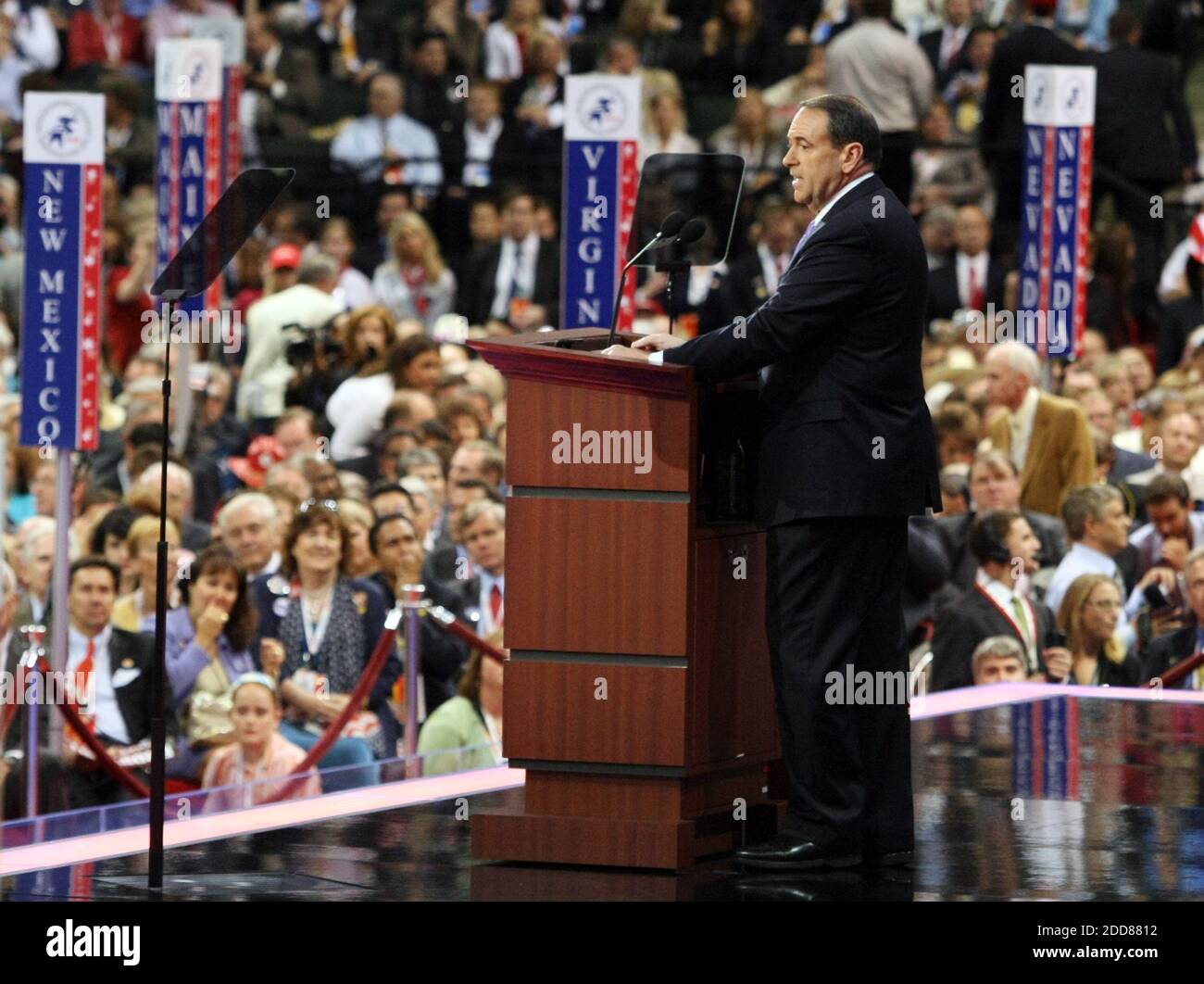 NO FILM, NO VIDEO, NO TV, NO DOCUMENTARY - Arkansas Gov. Mike Huckabee addresses the Republican National Convention at the Xcel Energy Center in St. Paul, Minnesota, USA Wednesday, September 3, 2008. Photo by Brian Baer/Sacramento Bee/MCT/ABACAPRESS.COM Stock Photo