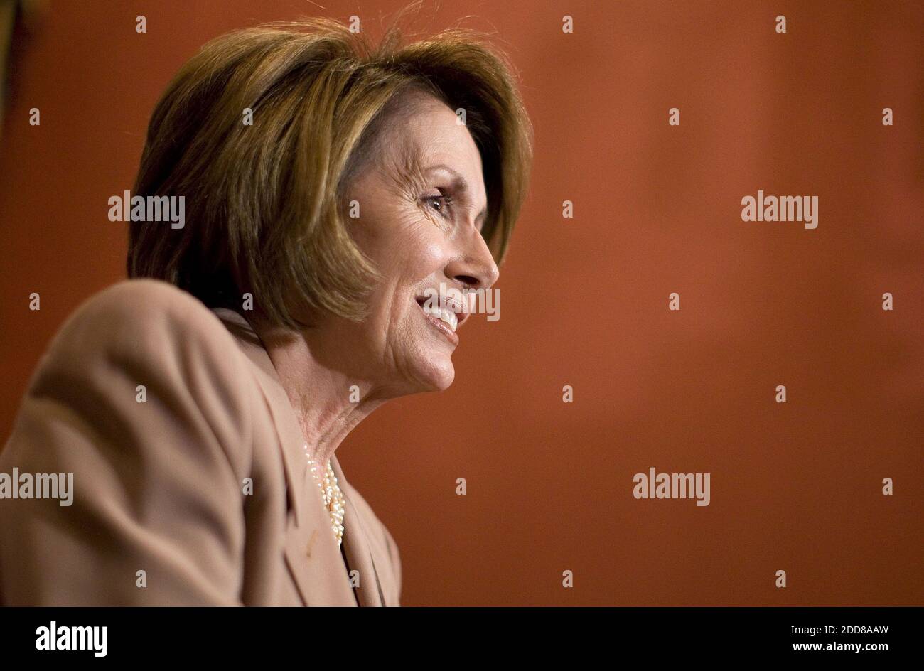 NO FILM, NO VIDEO, NO TV, NO DOCUMENTARY - House Speaker Nancy Pelosi (D-CA) speaks at a news conference on Capitol Hill in Washington, DC, USA on October 2, 2008, to talk about progress on a bailout package for the American economy. Photo by Chuck Kennedy/MCT/ABACAPRESS.COM Stock Photo
