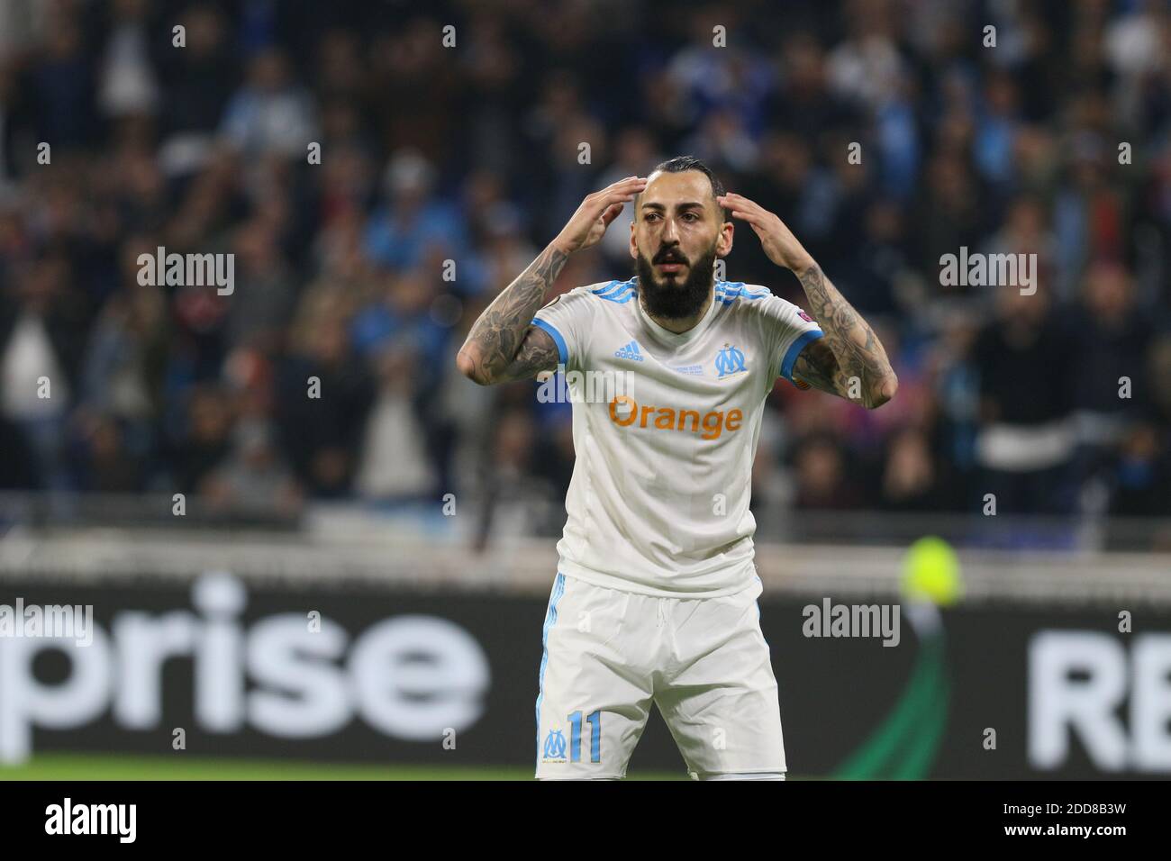Marseille's Kostas Mitroglou during the Final of UEFA Europa League soccer match : Olympique de Marseille Vs Atletico Madrid at Lyon Stadium in Lyon France on May 16th, 2018. Photo by Guillaume Chagnard/ABACAPRESS.COM Stock Photo
