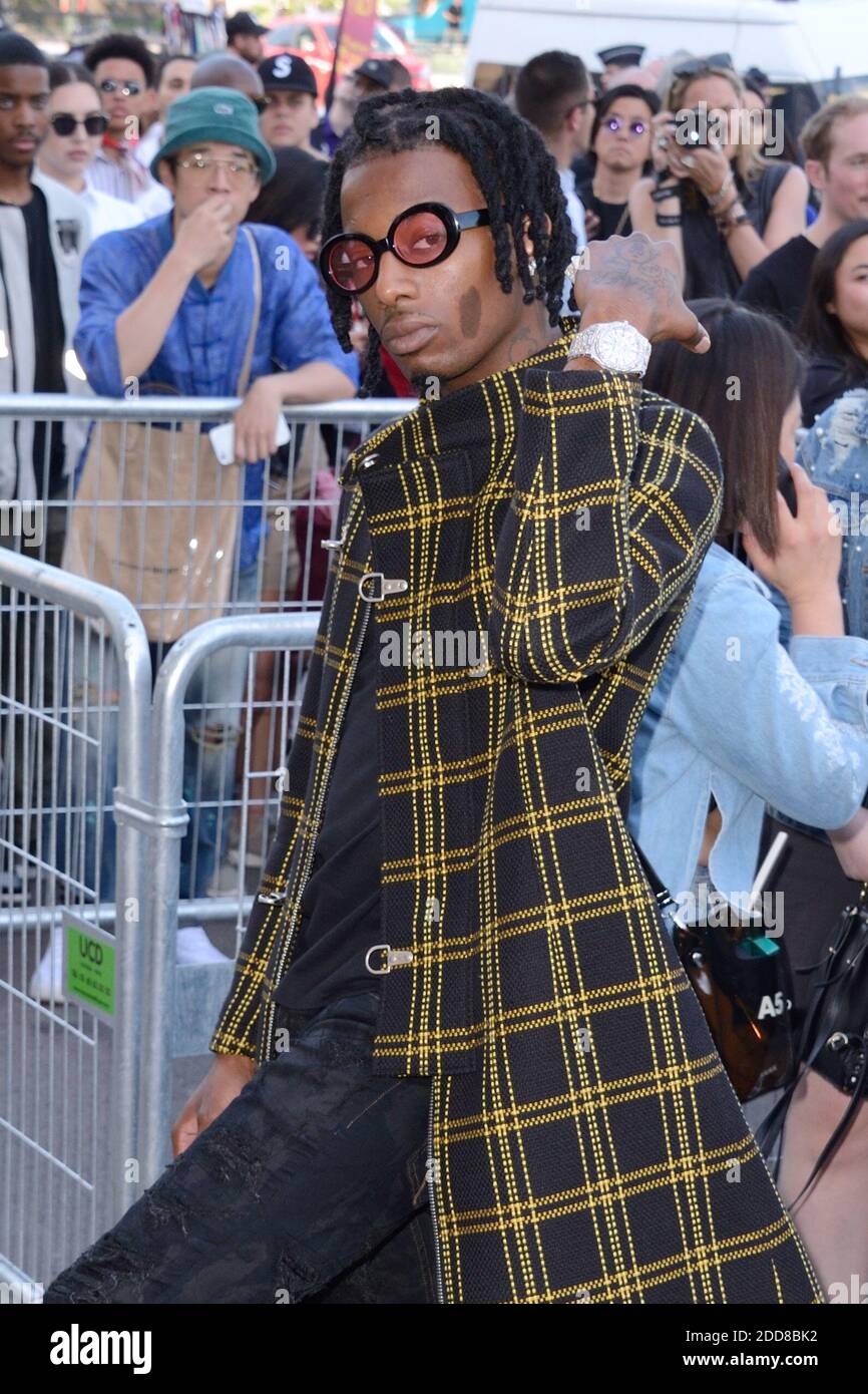 Playboi Carti attending the Off-White Menswear Spring Summer 2019 show as  part of Paris Fashion Week at the Palais de Chaillot in Paris, France on  June 20, 2018. Photo by Aurore Marechal/ABACAPRESS.COM