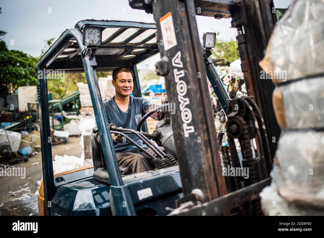 Plastic recycling centre, New Territories, Hong Kong, China Stock Photo