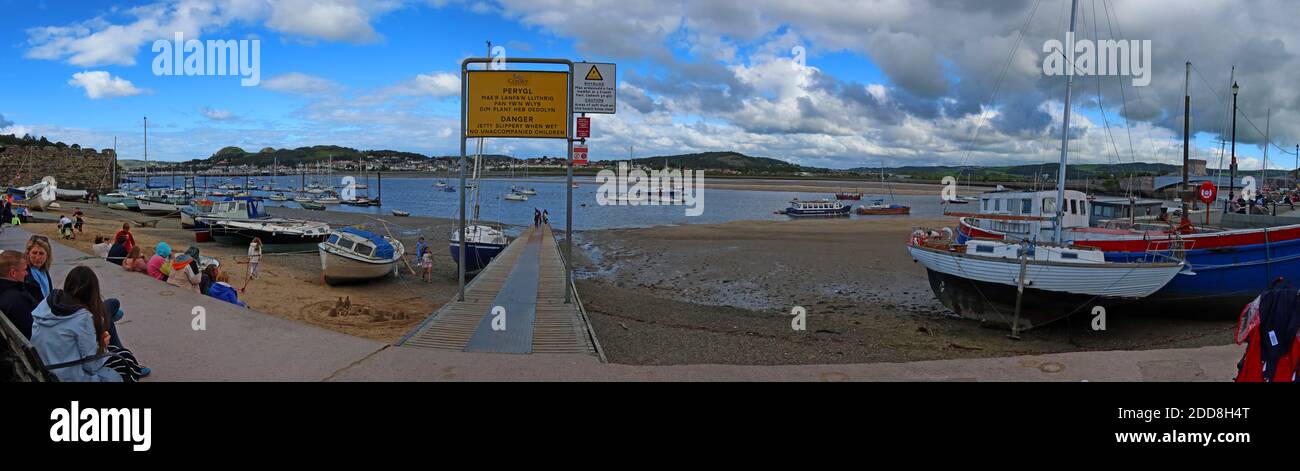 Conwy Harbour panorama, North Wales, UK Stock Photo