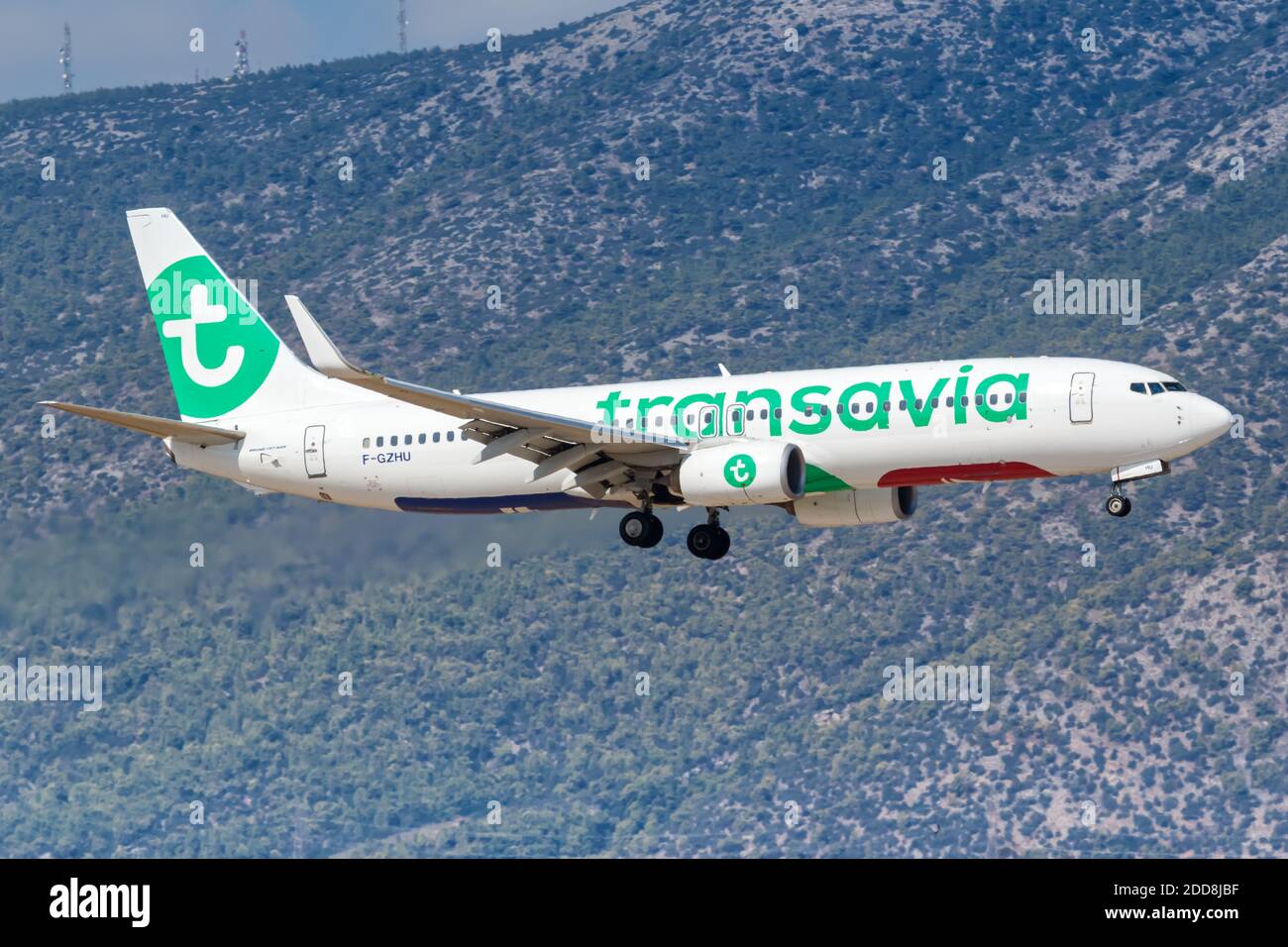 Athens, Greece - September 22, 2020: Transavia Boeing 737-800 airplane at Athens Airport in Greece. Boeing is an American aircraft manufacturer headqu Stock Photo