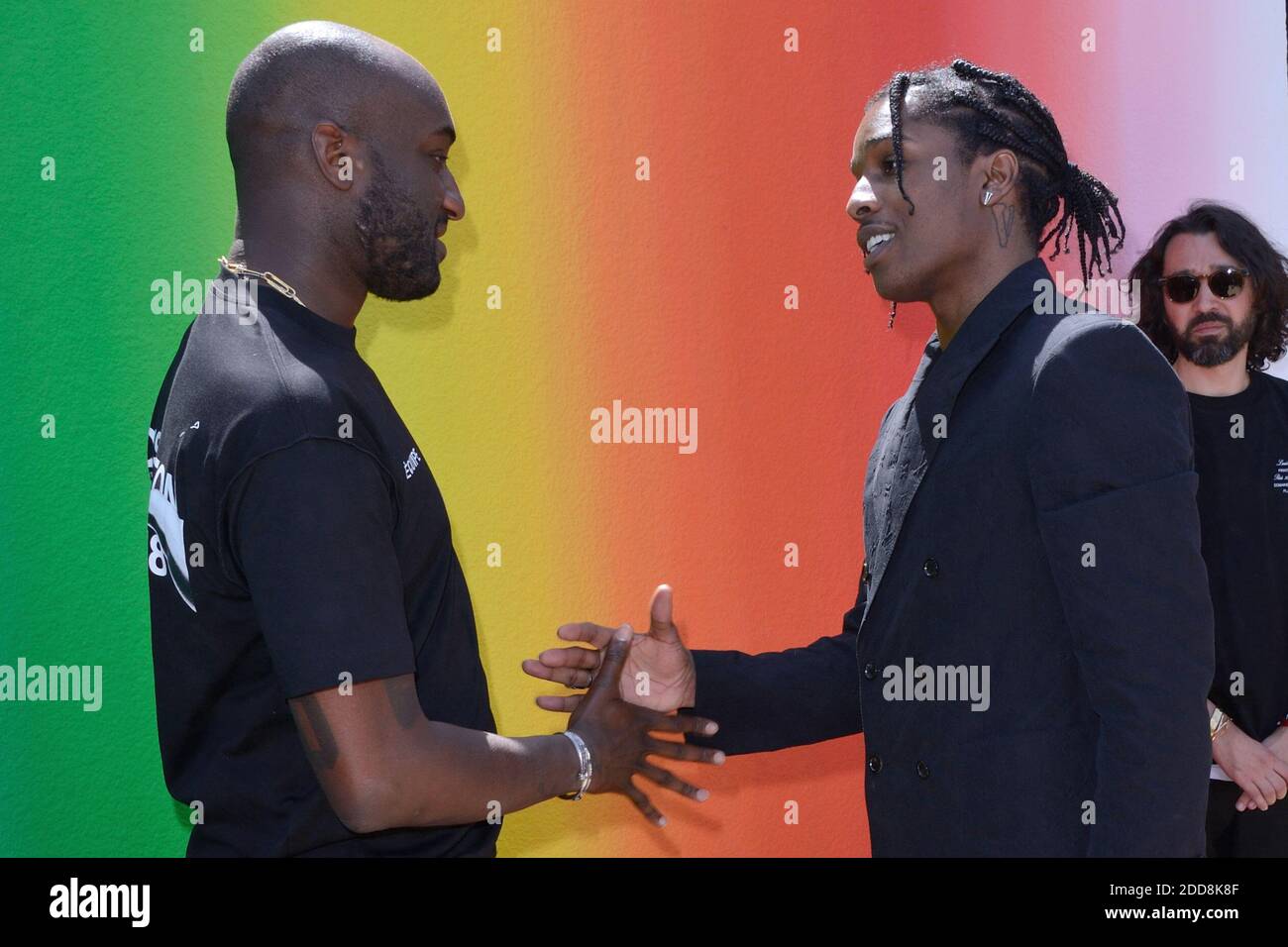 Virgil Abloh and A$AP Rocky attending the Louis Vuitton Menswear 2019 show as
