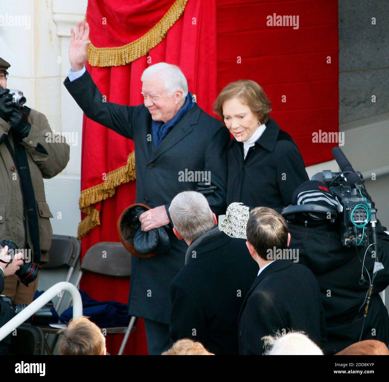NO FILM, NO VIDEO, NO TV, NO DOCUMENTARY - Former President Jimmy Carter and wife, Rosalynn, arrive at the U.S. Capitol for the inauguation of President Barack Obama as 44th U.S. President in Washington, DC, USA on January 20, 2009. Obama becomes the first African-American to be elected to the office of President in the history of the United States. Photo by Harry E. Walker/MCT/ABACAPRESS.COM Stock Photo