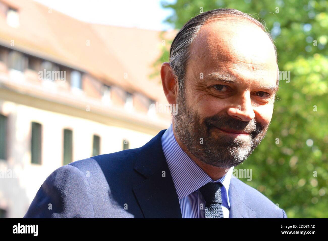 Prime Minister of Governement in France, Edouard Philippe, visits ENA, National School Of National Administration in Strasbourg, France on may 18, 2018. He is welcomed by Mr Patrick Gérard, Director of ENA. Photo by Nicolas Roses/ABACAPRESS.COM Stock Photo