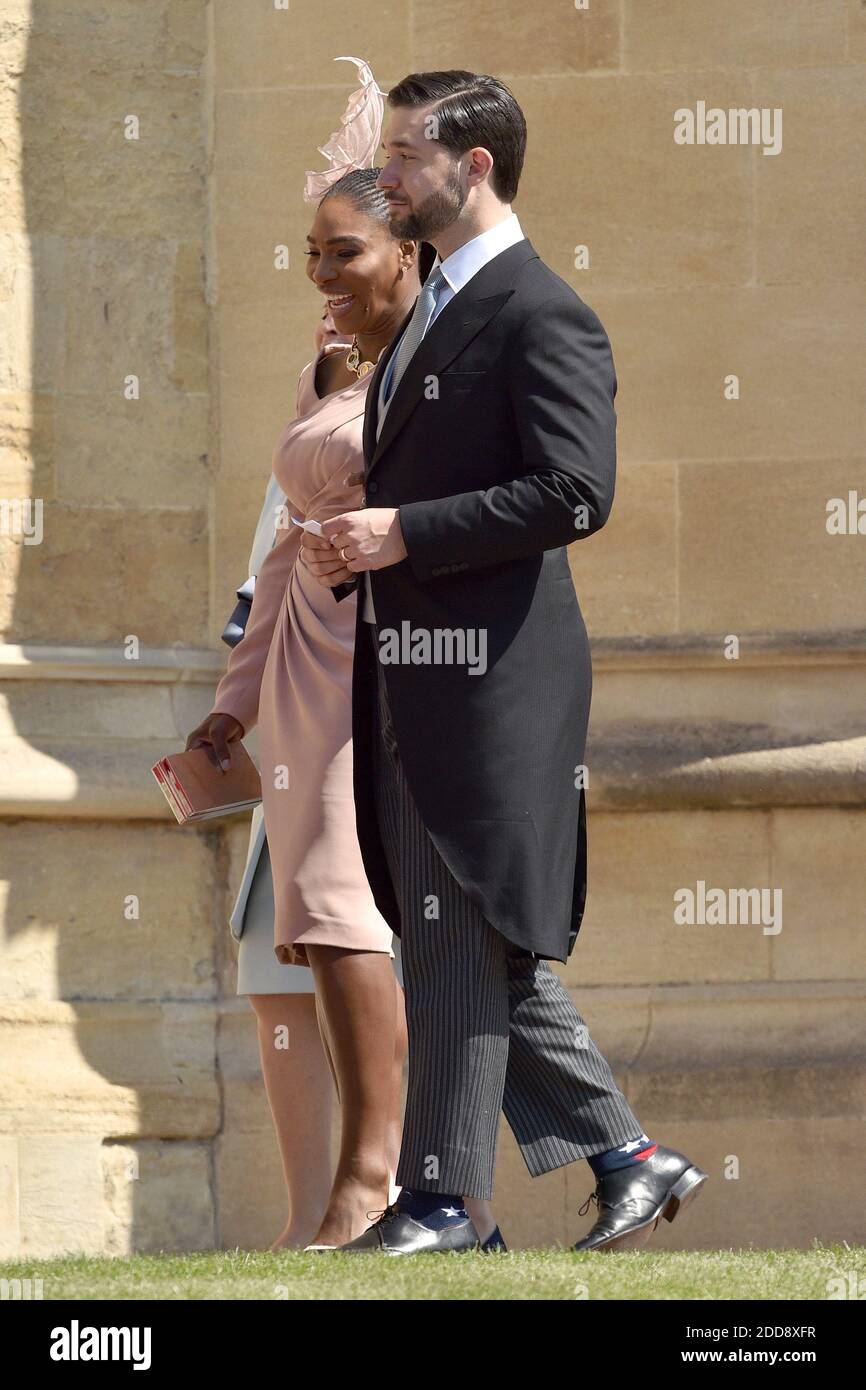 Serena Williams and Alexis Ohanian attend the wedding ceremony of Prince Henry Charles Albert David of Wales marries Ms. Meghan Markle in a service at St George's Chapel inside the grounds of Windsor Castle. Among the guests were 2200 members of the public, the royal family and Ms. Markle's Mother Doria Ragland. Photo by Lionel Hahn/ABACAPRESS.COM Stock Photo