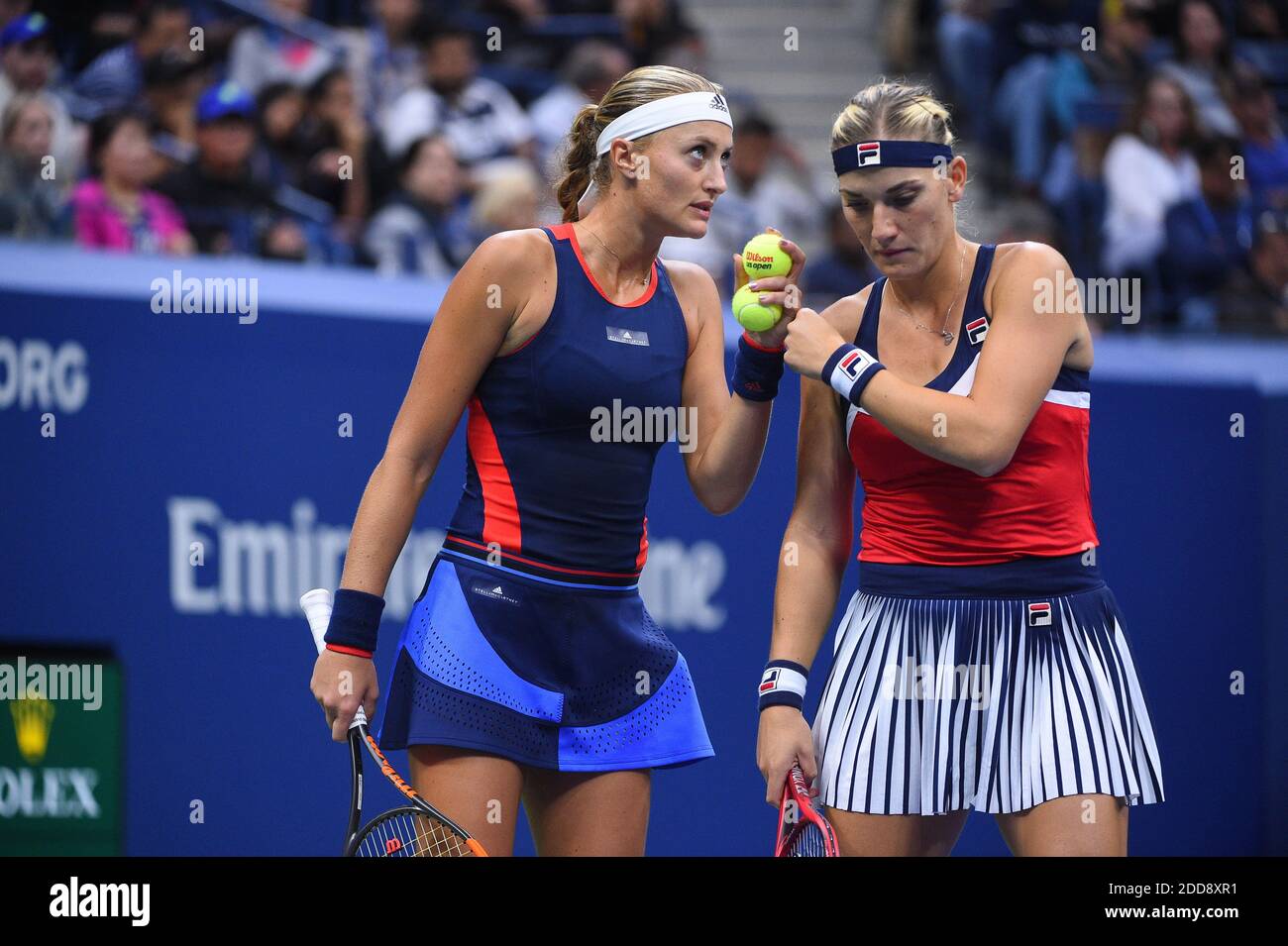 Kristina Mladenovic (FRA) and Timea Babos (HUN) play the women's double  final at the Billie Jean National Tennis Center in New York City, NY, USA  on September 9, 2018. Photo by Corinne