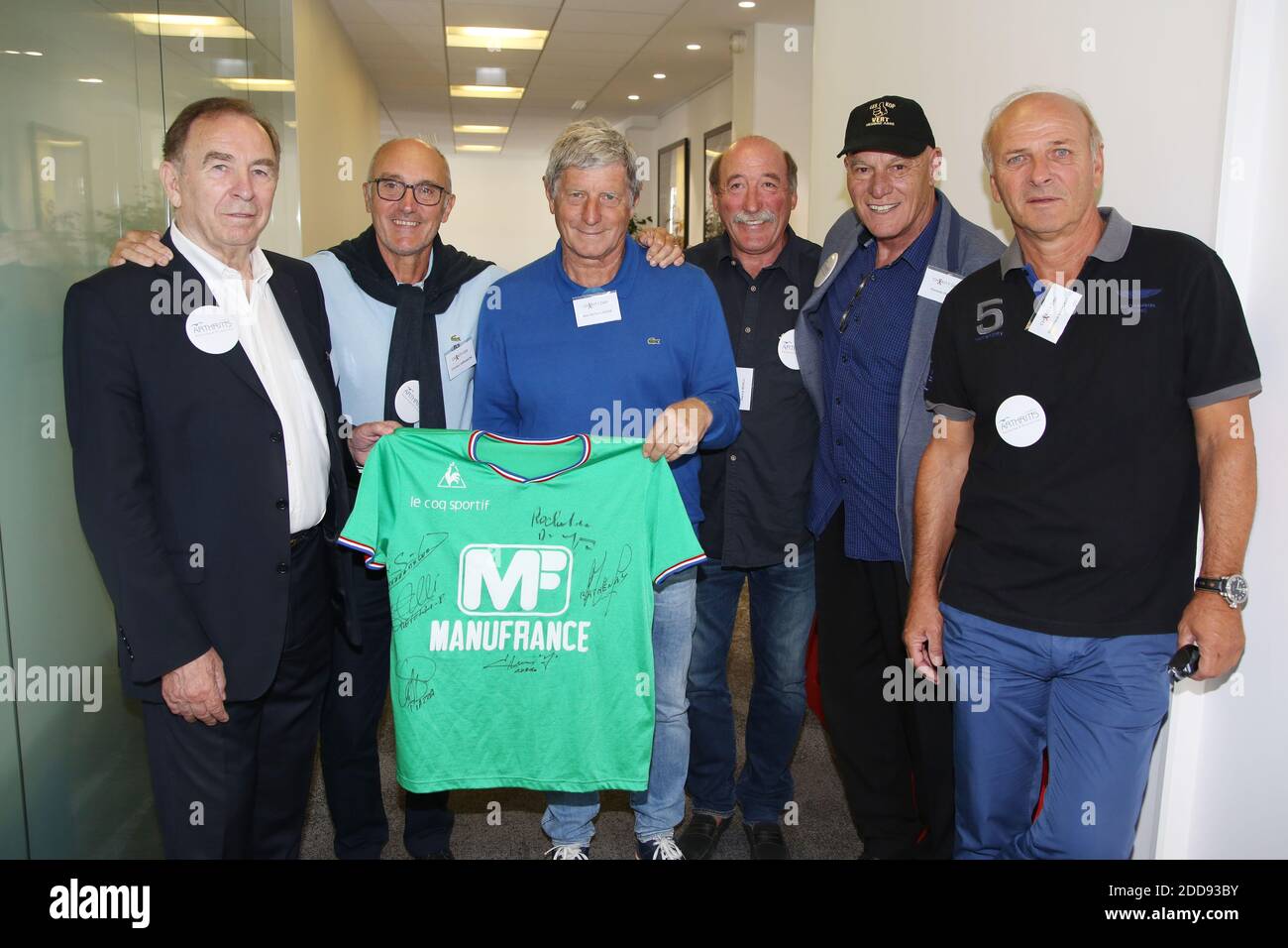 Ivan Curkovic, Christian Sarramagna, Jean-Michel Larque, Patrick Revelli,  Oswaldo Piazza and Dominique Bathenay formers ASSE players attending the  14th Aurel BGC Charity Day to honor the memory of the 658 BGC employees