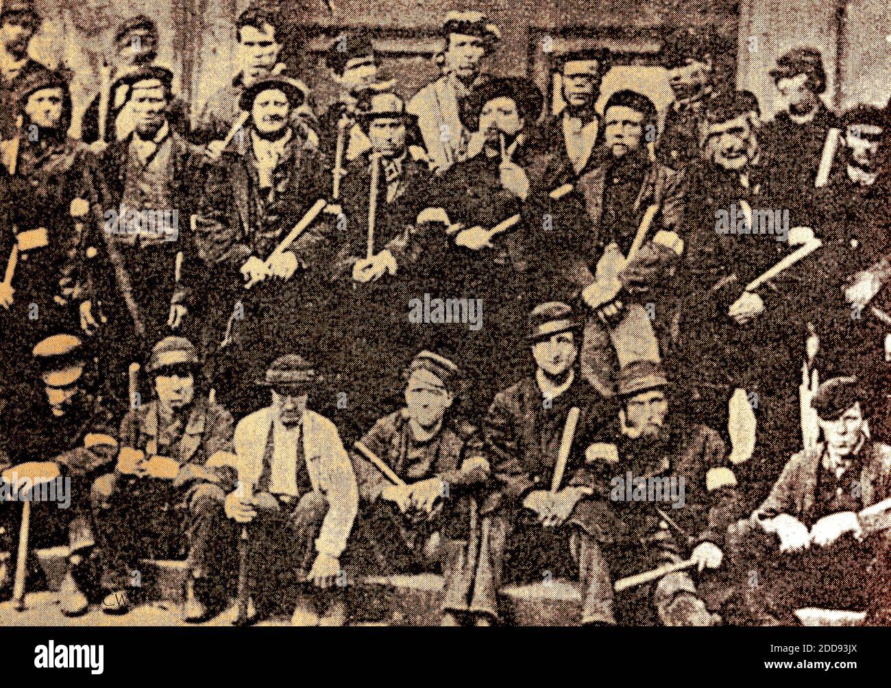 A rare old image of (Yorkshire) 'keepers of the peace'  for the 1864 local elections in Whitby, Yorkshire.These non uniformed ruffians were engaged for their toughness . Their job was to quell riotous behavior and  take  troublemakers into custody. They were in effect the fore-runners of special constables. Stock Photo