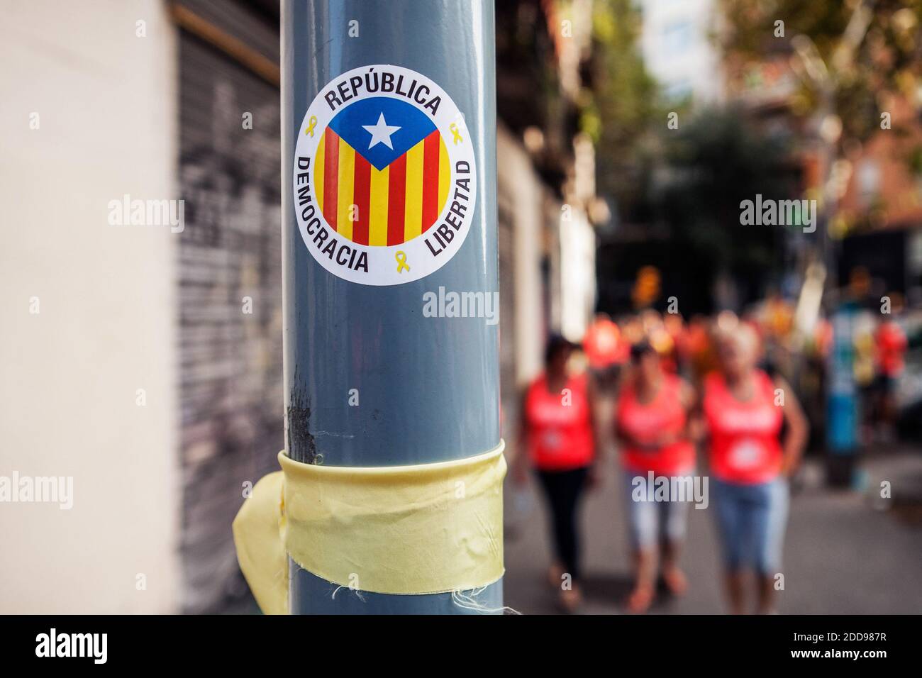 Thousands of people attend a march called for by Catalan pro-independence group Asamblea Nacional Catalana (ANC) on occasion of the National Day of Catalonia (Diada) celebrations in downtown Barcelona, northeastern Spain, September 11, 2018. Photo by Antonio Cascio/ABACAPRESS.COM Stock Photo