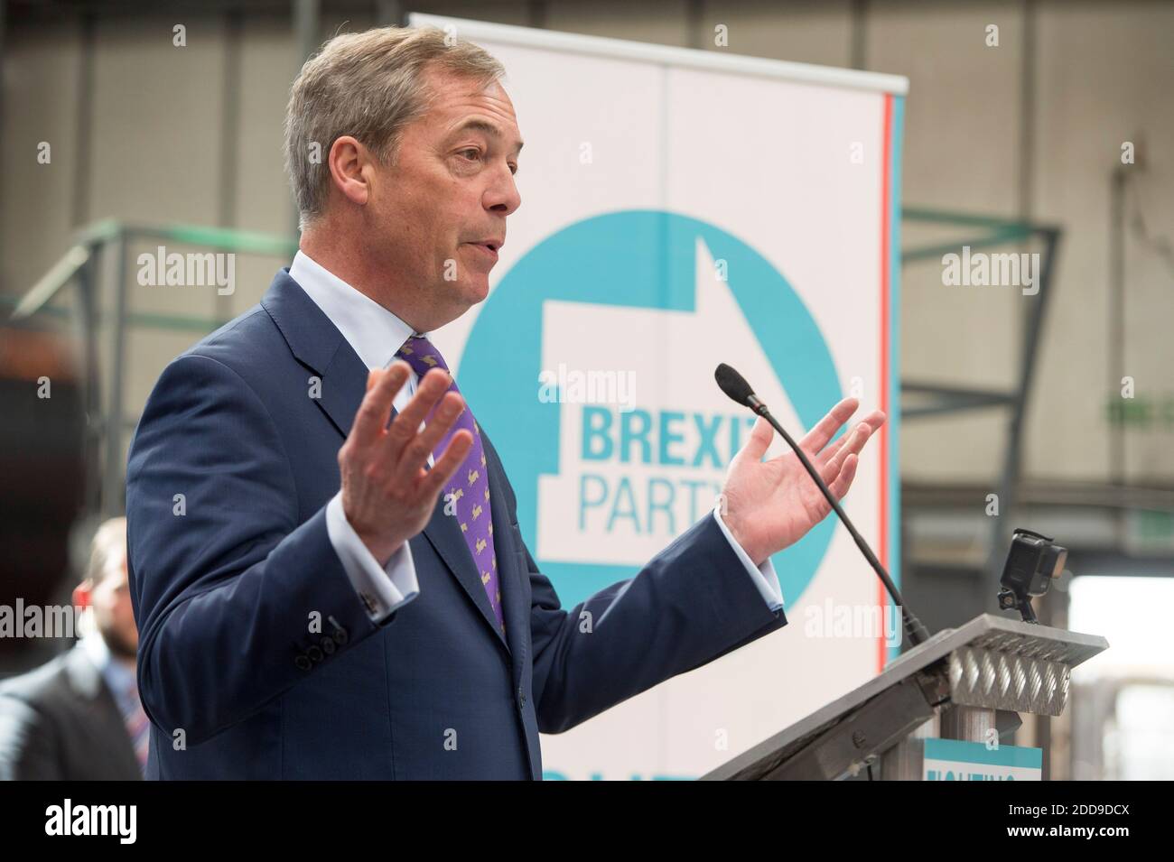 Nigel Farage launches the Brexit Party in Coventry, UK Stock Photo