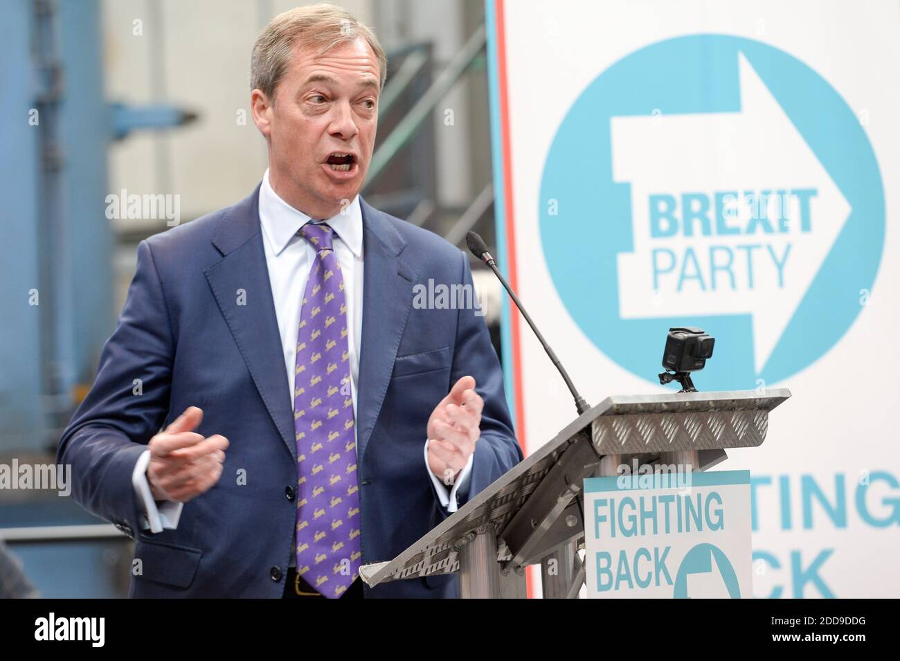 Nigel Farage launches the Brexit Party in Coventry, UK Stock Photo