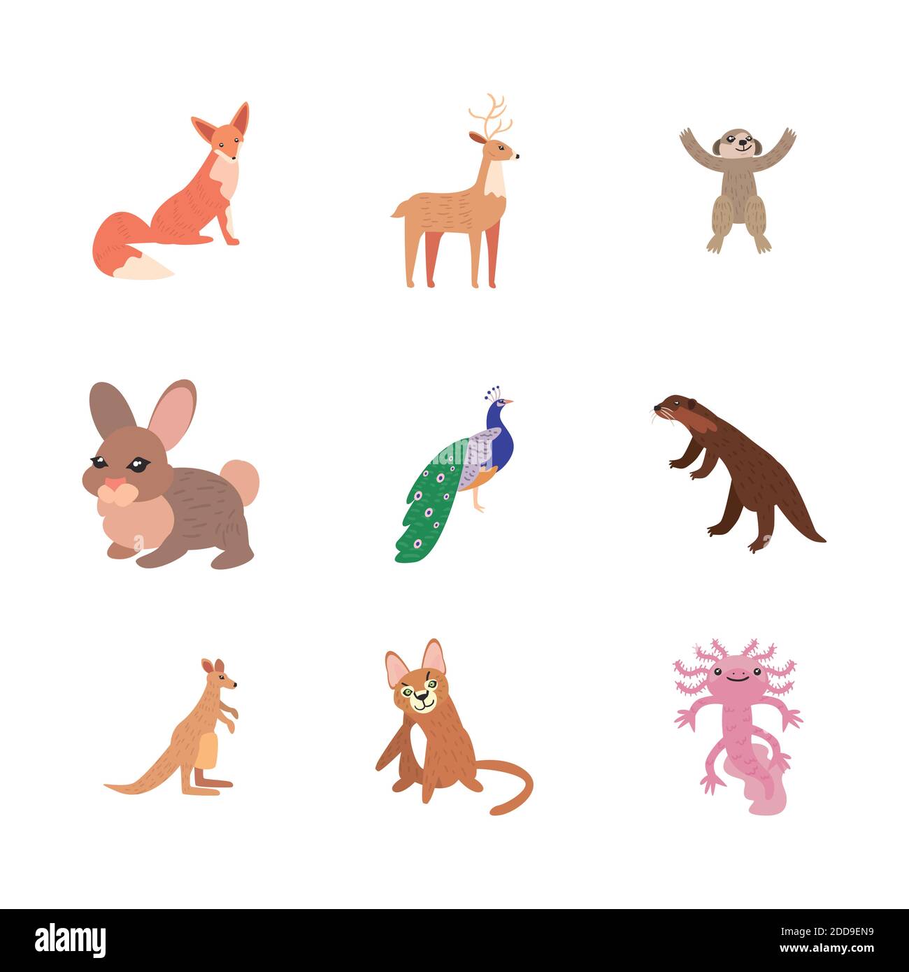 set of cute animals on white background vector illustration design ...