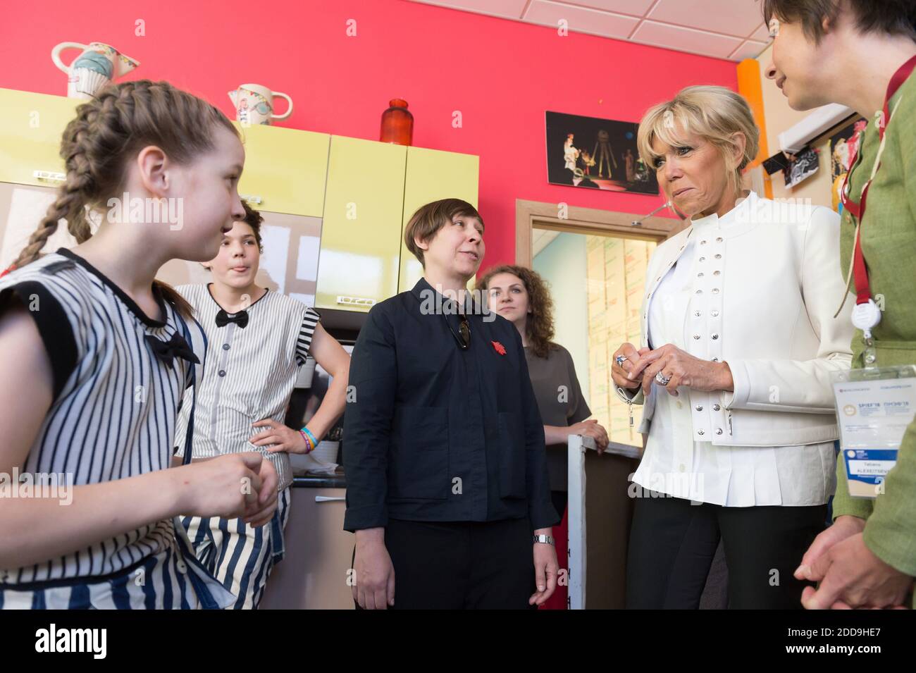 Brigitte Macron visiting Upsala Circus in Saint Petersburg,Russia on