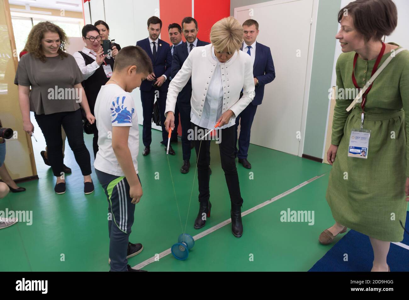 Brigitte Macron visiting Upsala Circus in Saint Petersburg,Russia on
