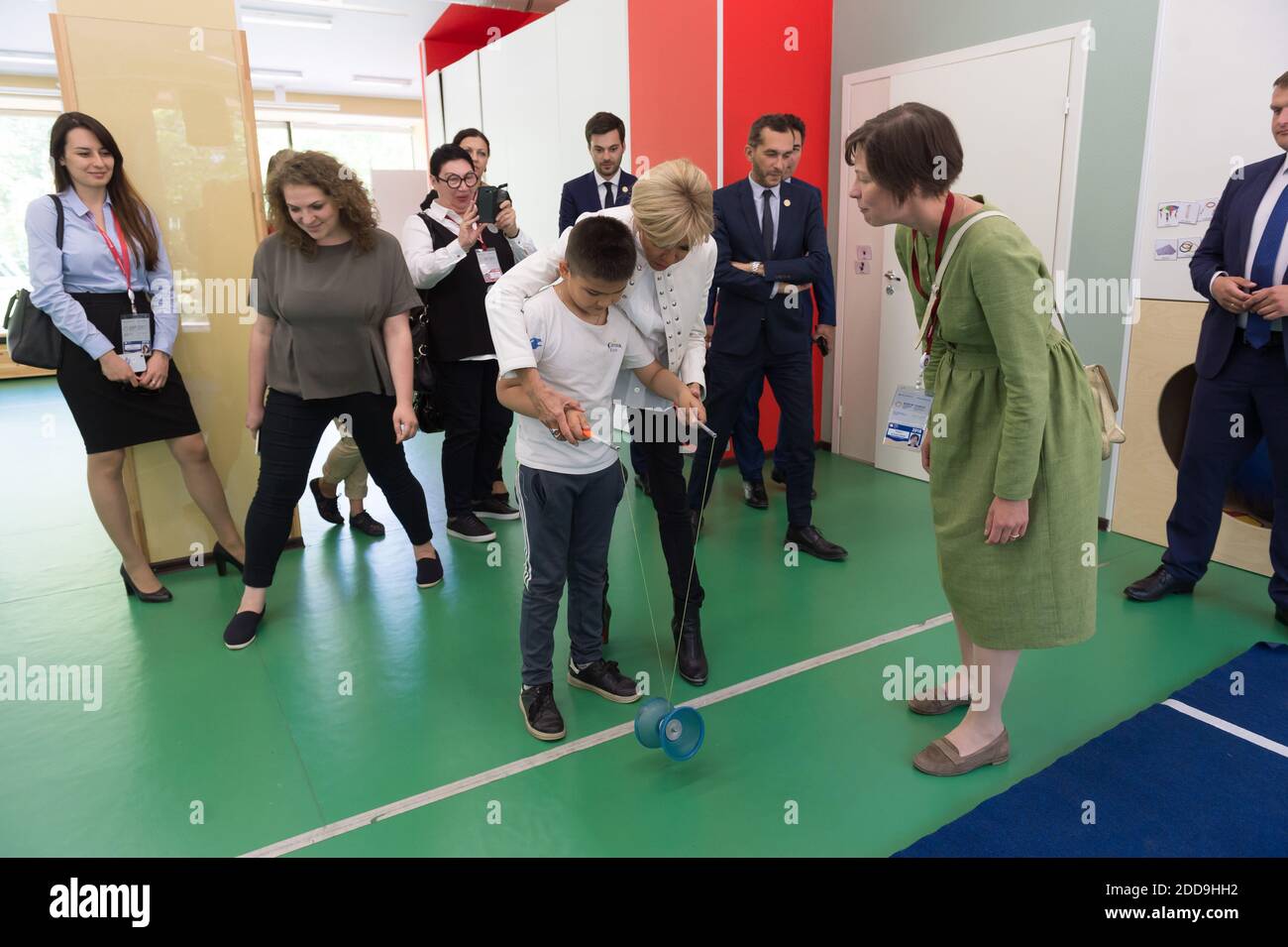 Brigitte Macron visiting Upsala Circus in Saint Petersburg,Russia on