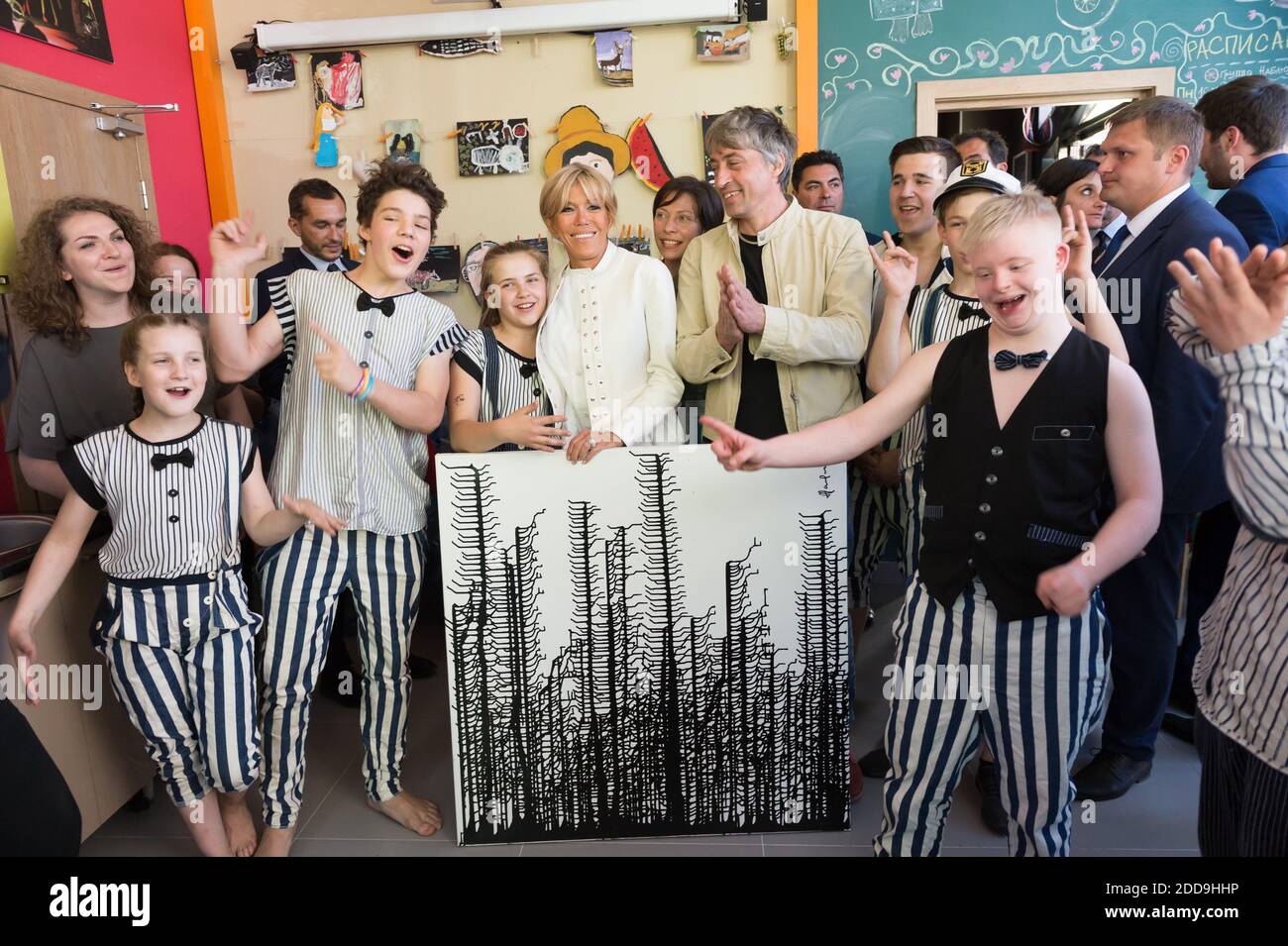 Brigitte Macron visiting Upsala Circus in Saint Petersburg,Russia on