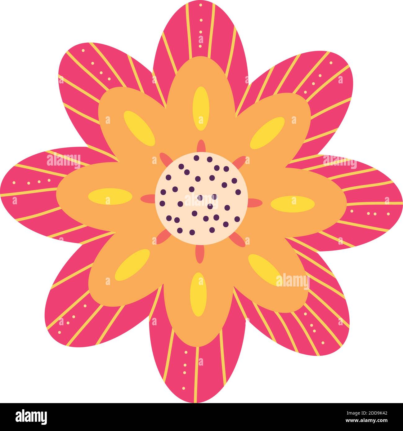 pink and orange flower icon over white background, colorful design