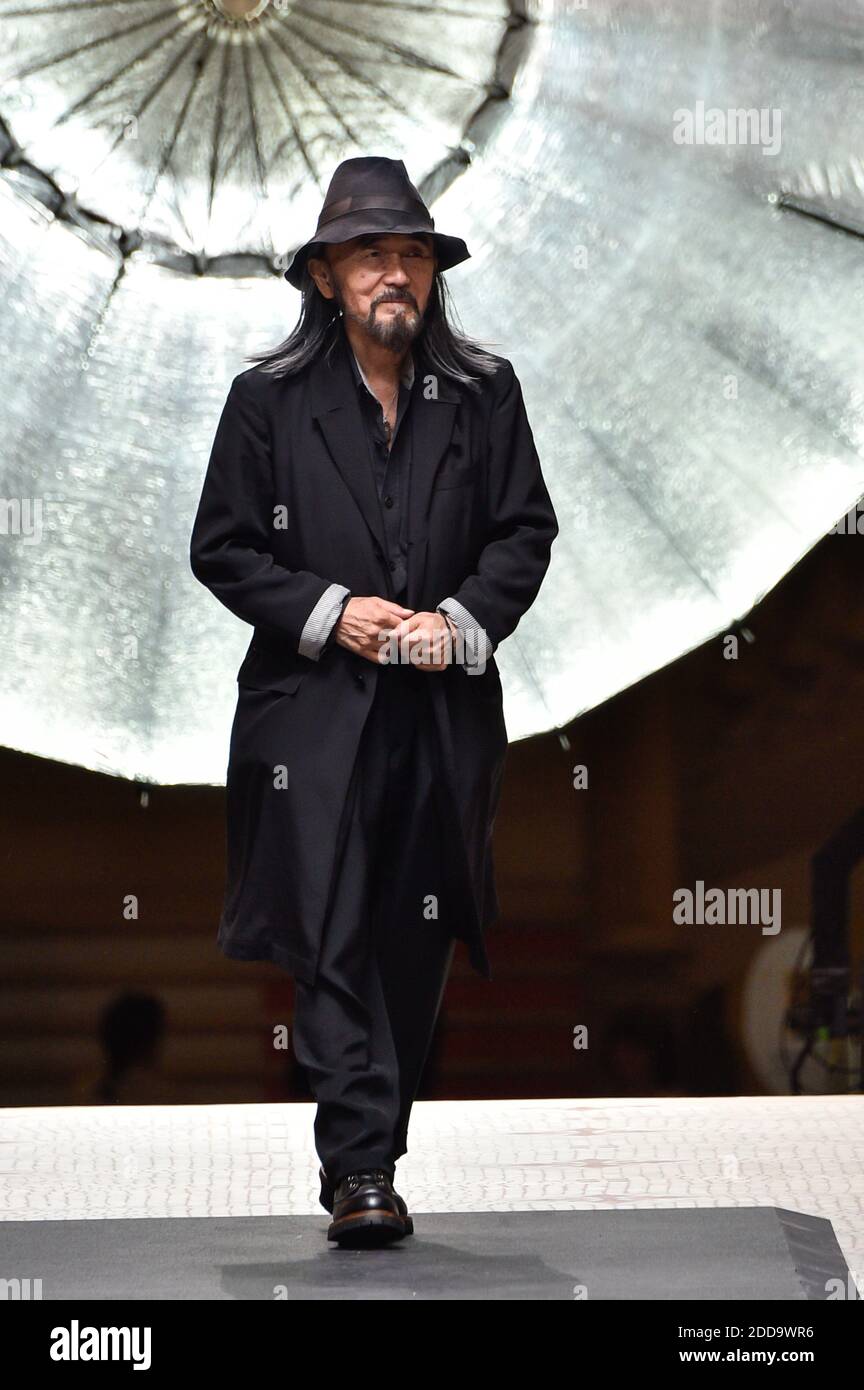 Fashion designer Yohji Yamamoto walks the runway during the Y-3