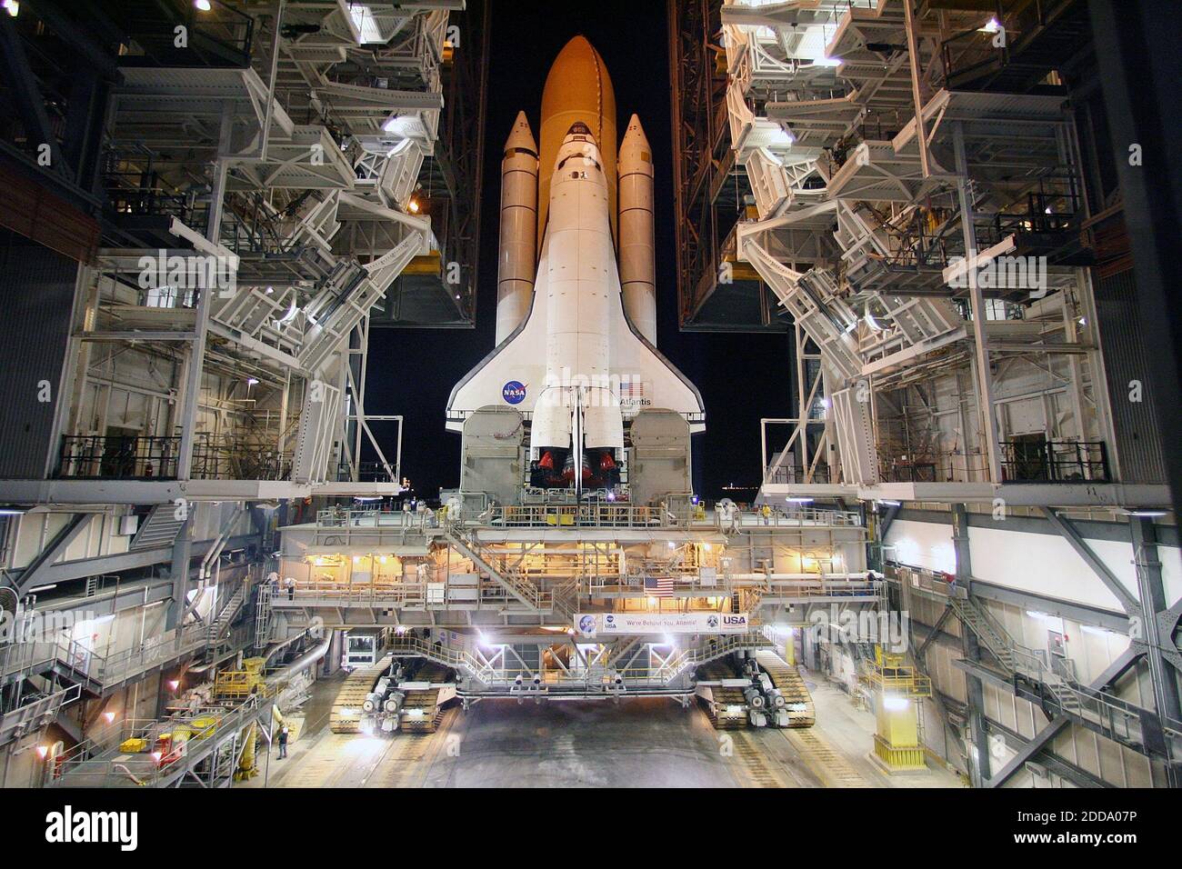 NO FILM, NO VIDEO, NO TV, NO DOCUMENTARY - Space shuttle Atlantis, STS-132,  is rolled out Thursday, April 22, 2010, from the Vehicle Assembly Building  on its last trip to launch pad