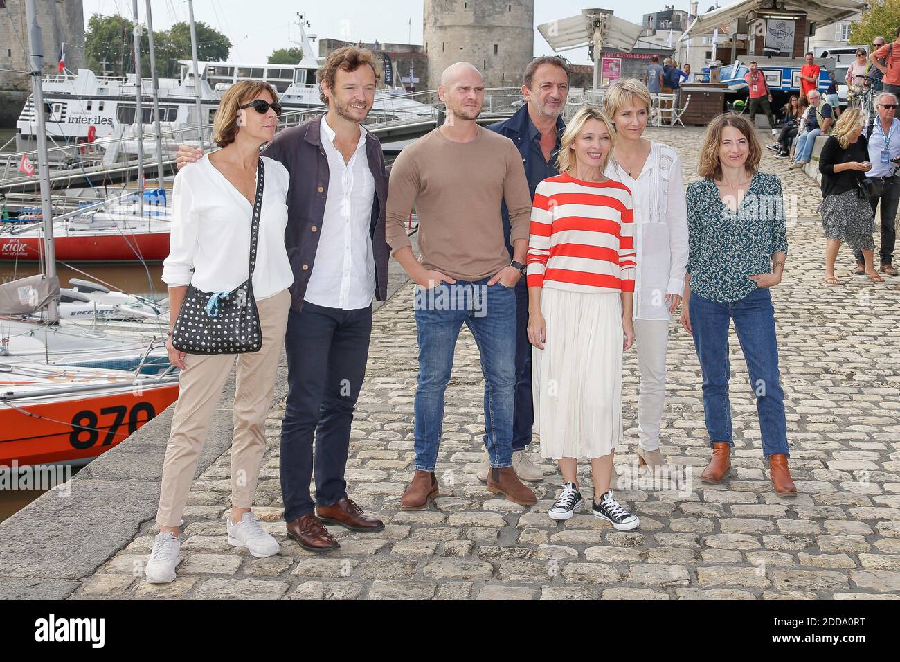 The " Sous la peau" movie team, Nicolas Gob and Anne Marivin , Thomas  Anargyros, Nicolas de Saint Meleuc, Anne Fregonese and Jean Pierre Taieb  pose during the 20th edition of the