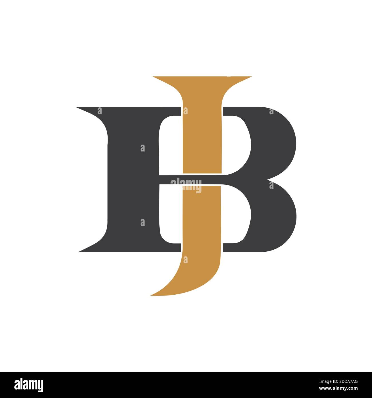 Bj letter initial with royal wing logo template Vector Image
