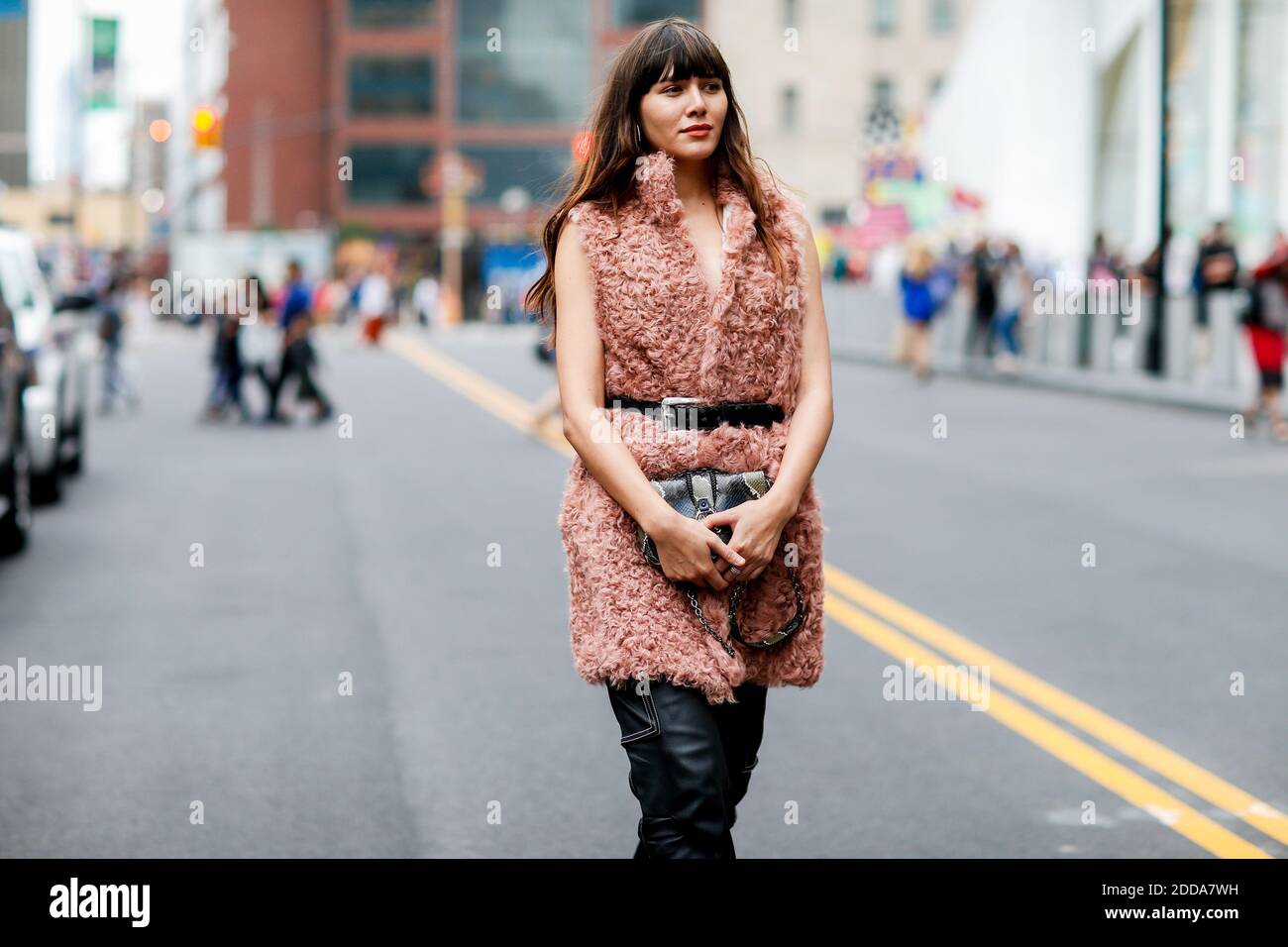 Street style, Natalie Lim Suarez arriving at Longchamp spring summer 2019  ready-to-wear show, held