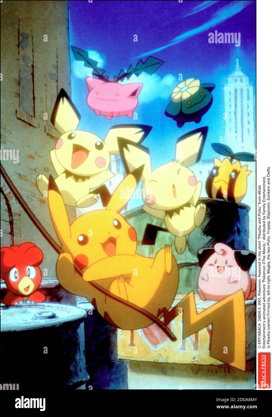 NO FILM, NO VIDEO, NO TV, NO DOCUMENTARY - © KRT/ABACA. 24826-3. 2001.  Pokemon. Featured in the short Pikachu and Pichu from 4Kids Entertainment's  animated adventure Pokemon 3 The Movie, distributed by