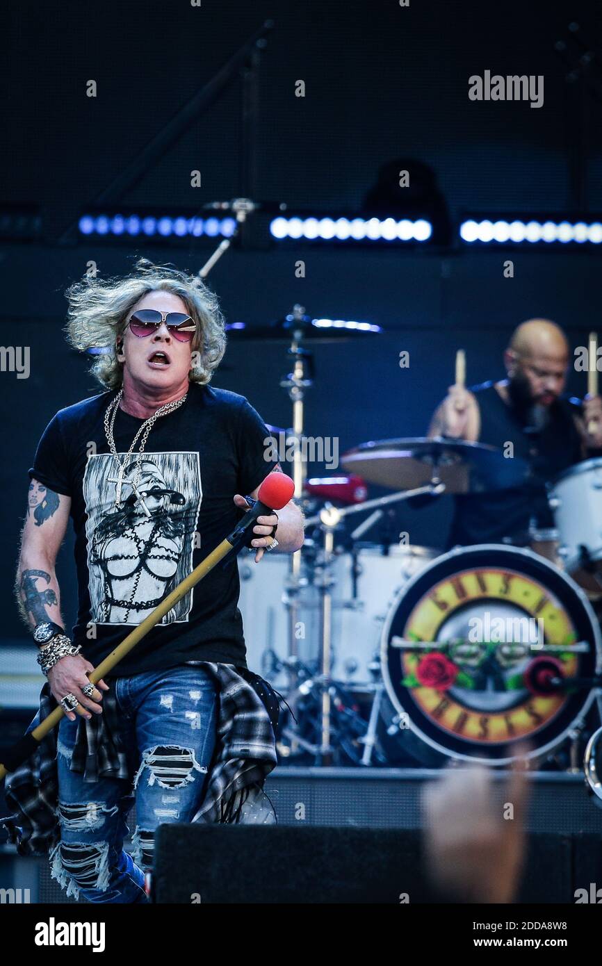 Guns N’ Roses vocalist Axl Rose performs live at stade Matmut as part