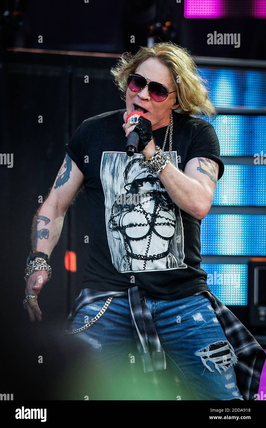 Guns N’ Roses vocalist Axl Rose performs live at stade Matmut as part