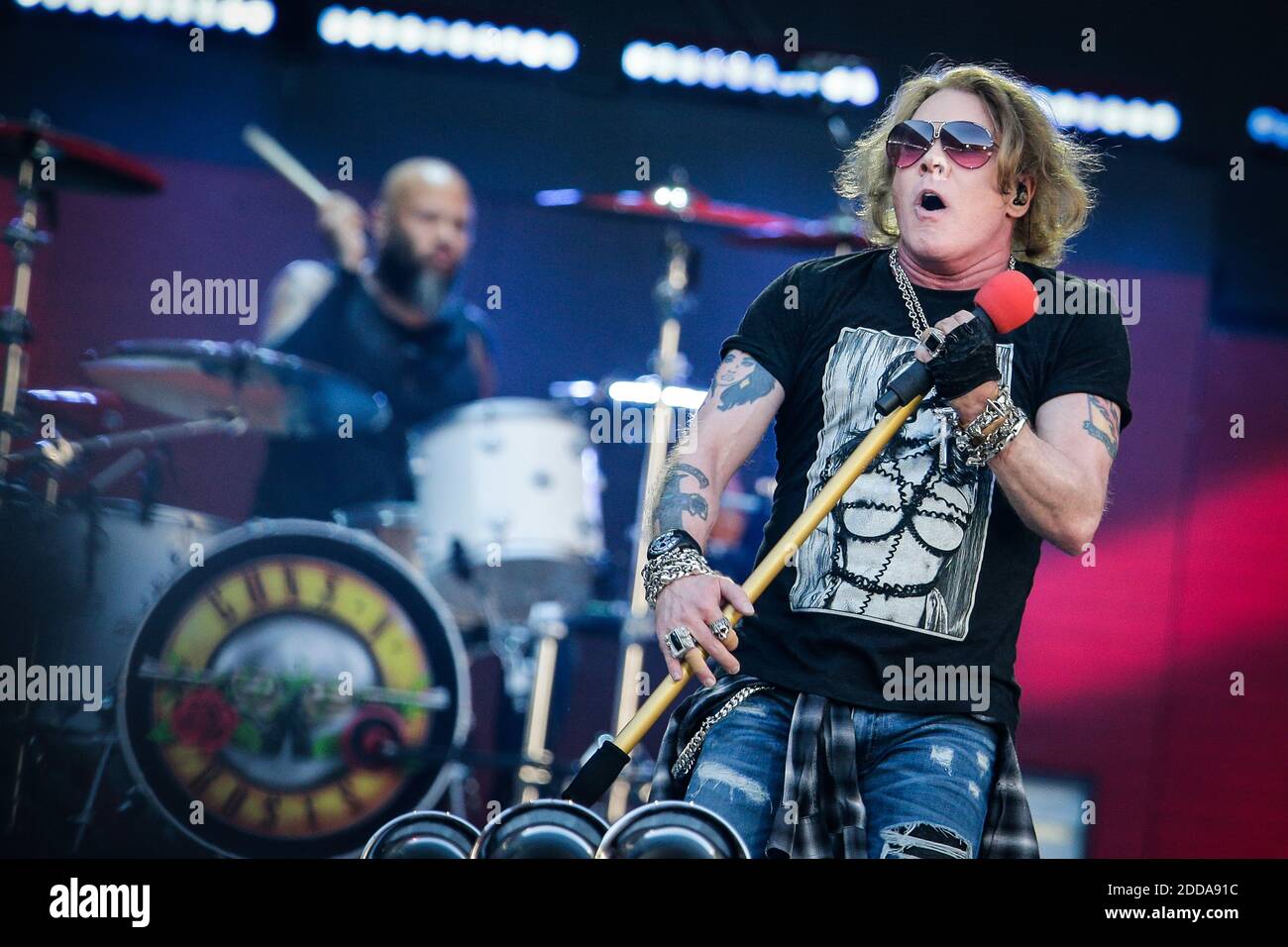 Guns N’ Roses vocalist Axl Rose performs live at stade Matmut as part
