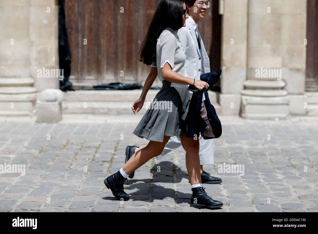 Street style, arriving at Thom Browne Spring-Summer 2019 menswear show held at Palais des Beaux Arts, in Paris, France, on June 23rd, 2018. Photo by Marie-Paola Bertrand-Hillion/ABACAPRESS.COM Stock Photo