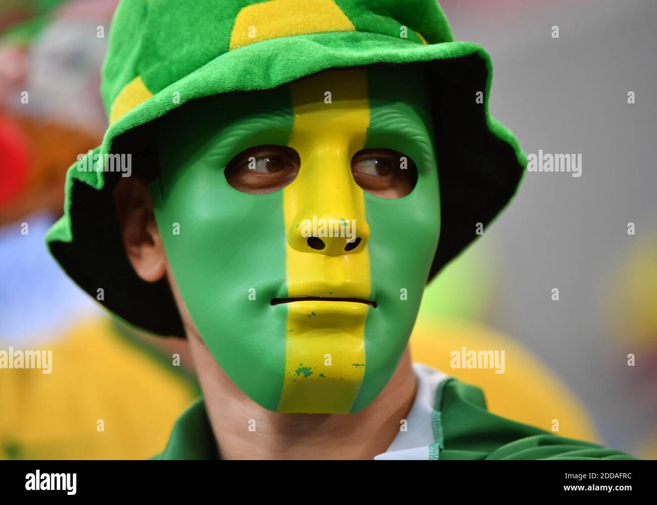 A Brazil’s fan at FIFA World Cup Brazil v Serbia match at Spartak Stadium, Moscow, Russia on June 27, 2018. Photo by Christian Liewig/ABACAPRESS.COM Stock Photo