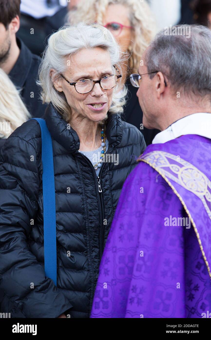 Martine Piat leaving the funeral ceremony for French actor Jean Piat (who  died at the age of 94) held at the church Saint-Francois Xavier in Paris,  France on September 21, 2018. Photo