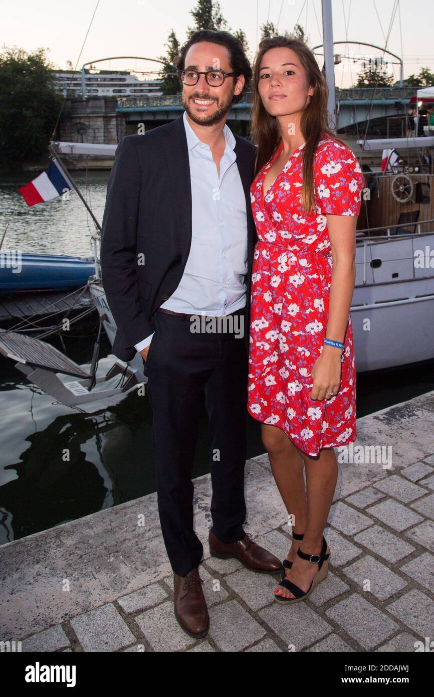 Thomas Hollande et sa future femme la journaliste Emilie Broussouloux lors  du 6 eme Trophee de la Petanque Gastronomique au Paris Yacht Marina, 28  juin 2018 a Paris, France. Photo by Nasser