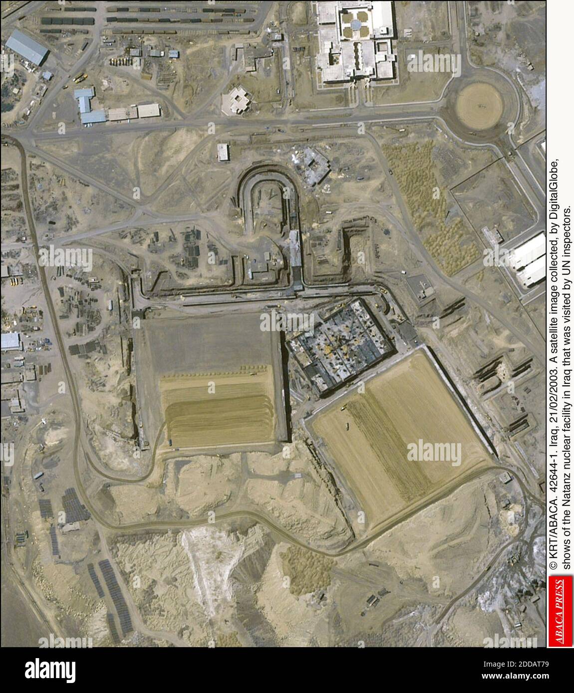NO FILM, NO VIDEO, NO TV, NO DOCUMENTARY - © KRT/ABACA. 42644-1. Iraq, 21/02/2003. A satellite image collected, by DigitalGlobe, shows of the Natanz nuclear facility in Iraq that was visited by UN inspectors. Stock Photo