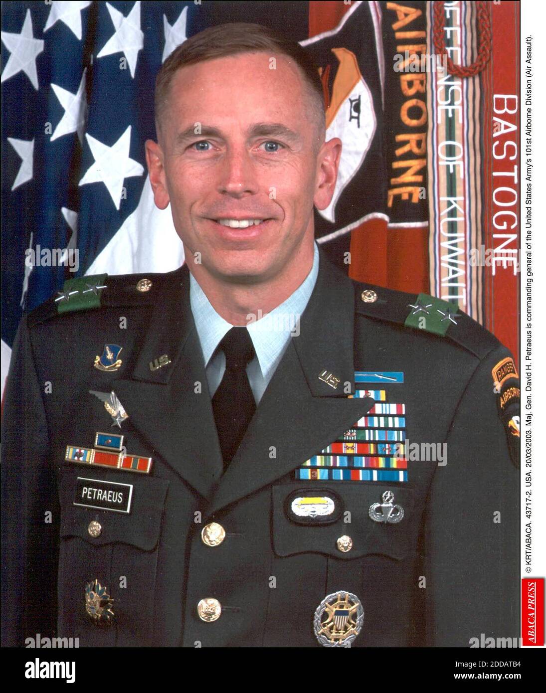 NO FILM, NO VIDEO, NO TV, NO DOCUMENTARY - © KRT/ABACA. 43717-2. USA. 20/03/2003. Maj. Gen. David H. Petraeus is commanding general of the United States Army's 101st Airborne Division (Air Assault). Stock Photo