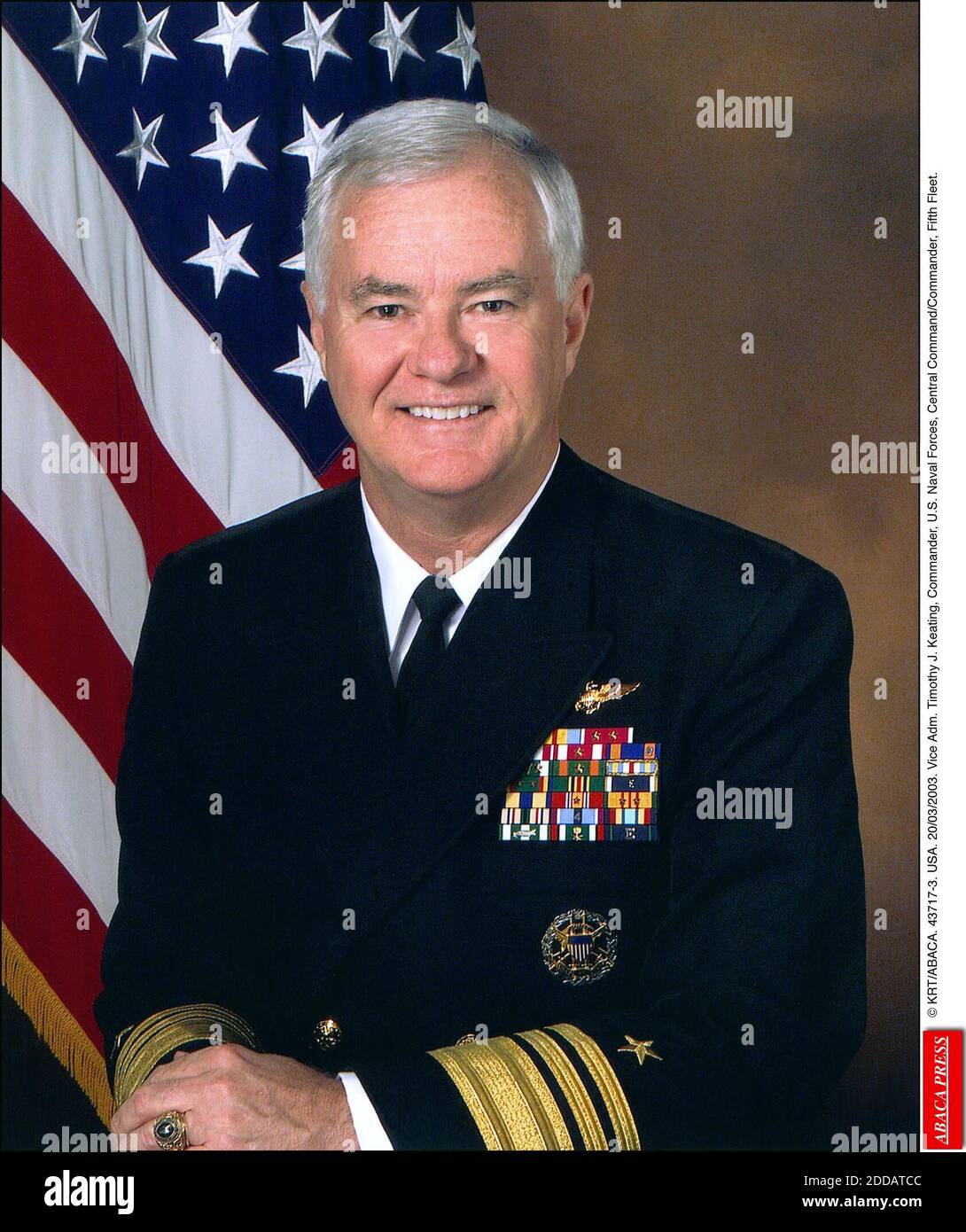 NO FILM, NO VIDEO, NO TV, NO DOCUMENTARY - © KRT/ABACA. 43717-3. USA. 20/03/2003. Vice Adm. Timothy J. Keating, Commander, U.S. Naval Forces, Central Command/Commander, Fifth Fleet. Stock Photo