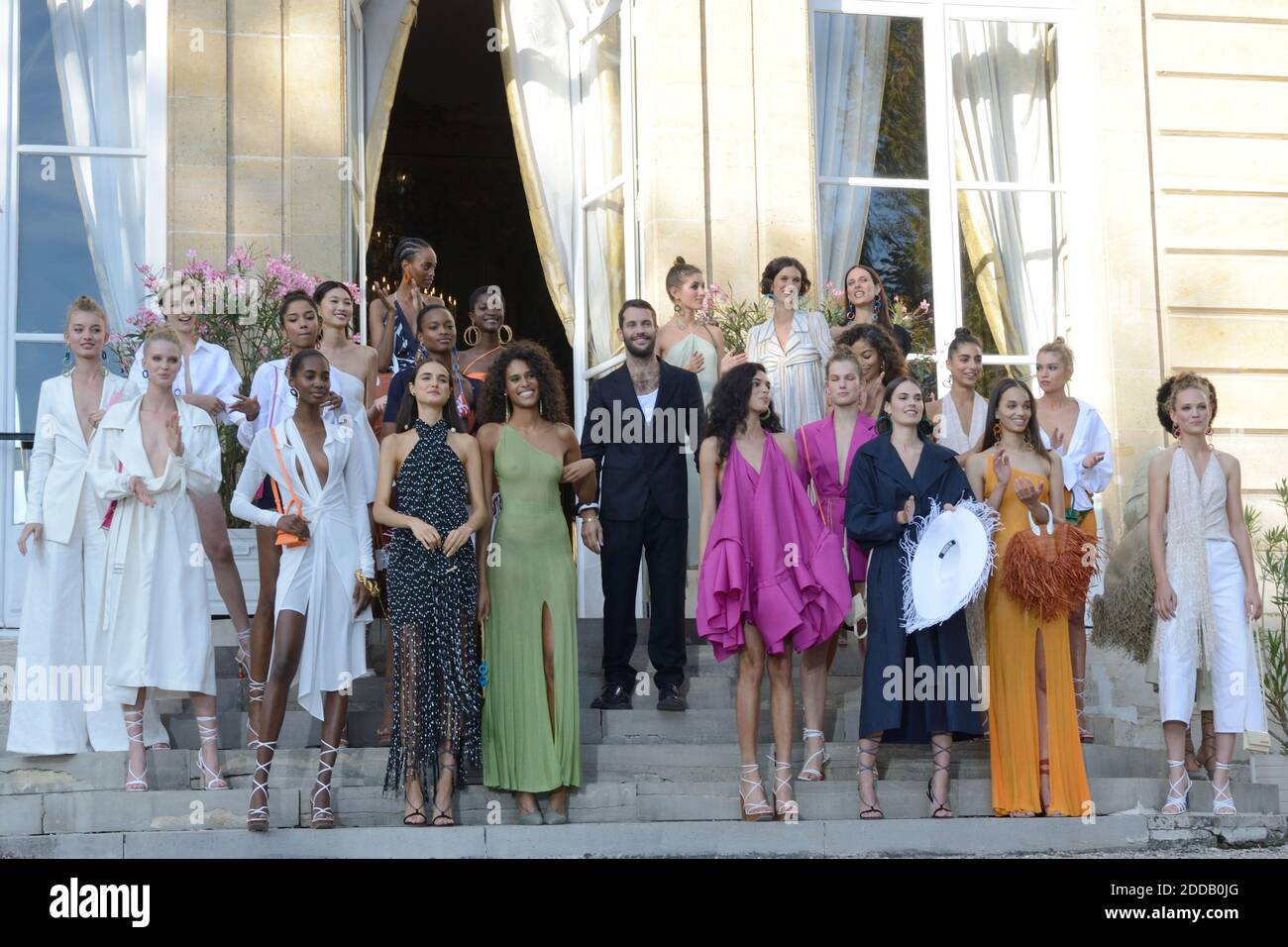 Designer Simon Porte Jacquemus makes an appearance with his models during  the Jacquemus Fashion Show as part of Paris Fashion Week Womenswear Spring  - summer 2019 held in Paris, France on september
