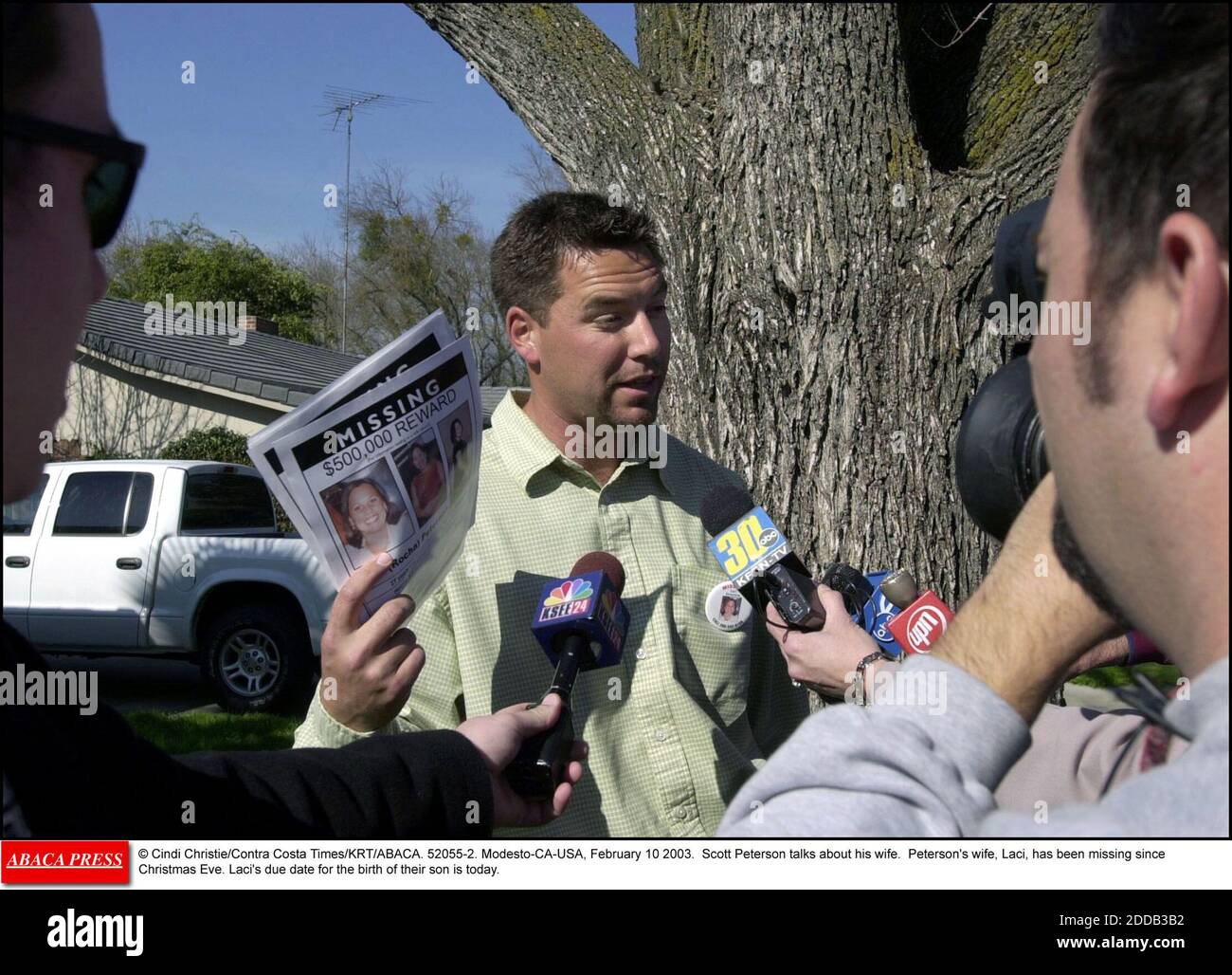 NO FILM, NO VIDEO, NO TV, NO DOCUMENTARY - © Cindi Christie/Contra Costa Times/KRT/ABACA. 52055-2. Modesto-CA-USA, February 10 2003. Scott Peterson talks about his wife. Peterson's wife, Laci, has been missing since Christmas Eve. Laci's due date for the birth of their son is today. Stock Photo