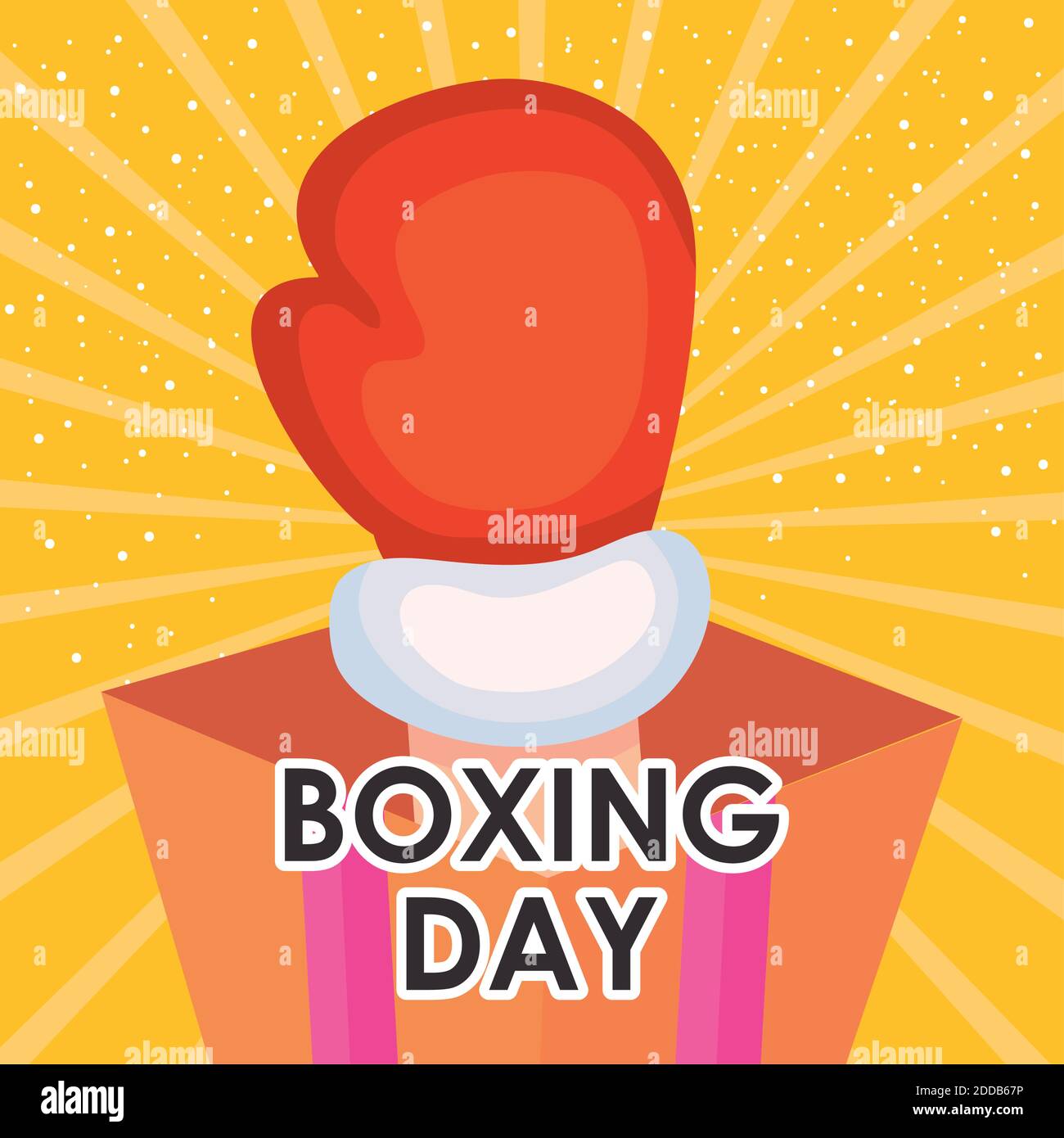 boxing day concept, boxing glove coming out of the gift box over yellow