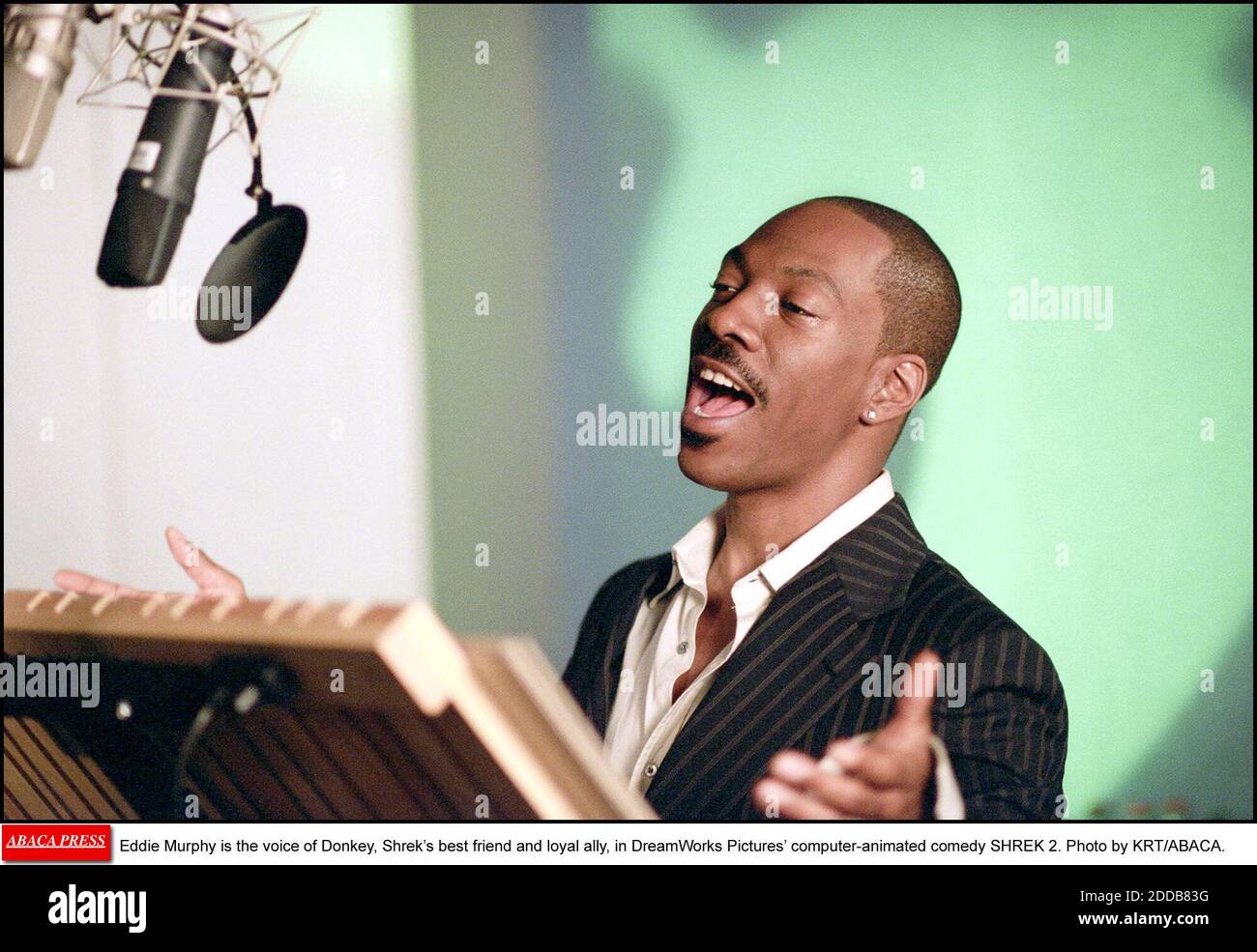 NO FILM, NO VIDEO, NO TV, NO DOCUMENTARY - Eddie Murphy is the voice of Donkey, Shrek's best friend and loyal ally, in DreamWorks Pictures' computer-animated comedy SHREK 2. Photo by KRT/ABACA. Stock Photo