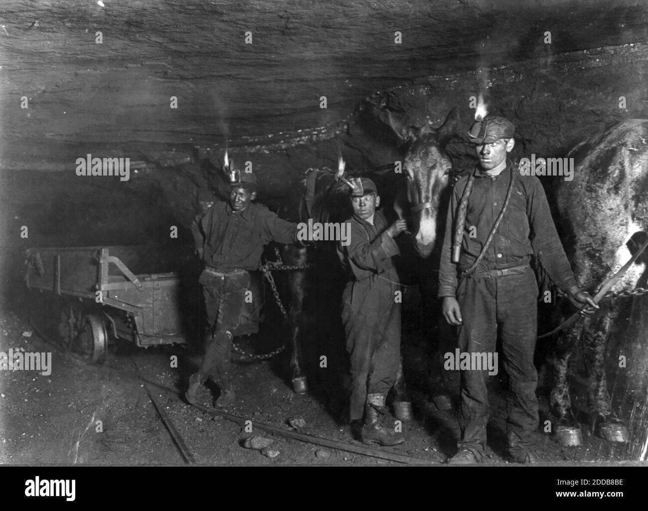 LEWIS HINE (1874-1940) American sociologist and photographer.    Child coal miners in South Pittson, Pennsylvania, in 1911 Stock Photo