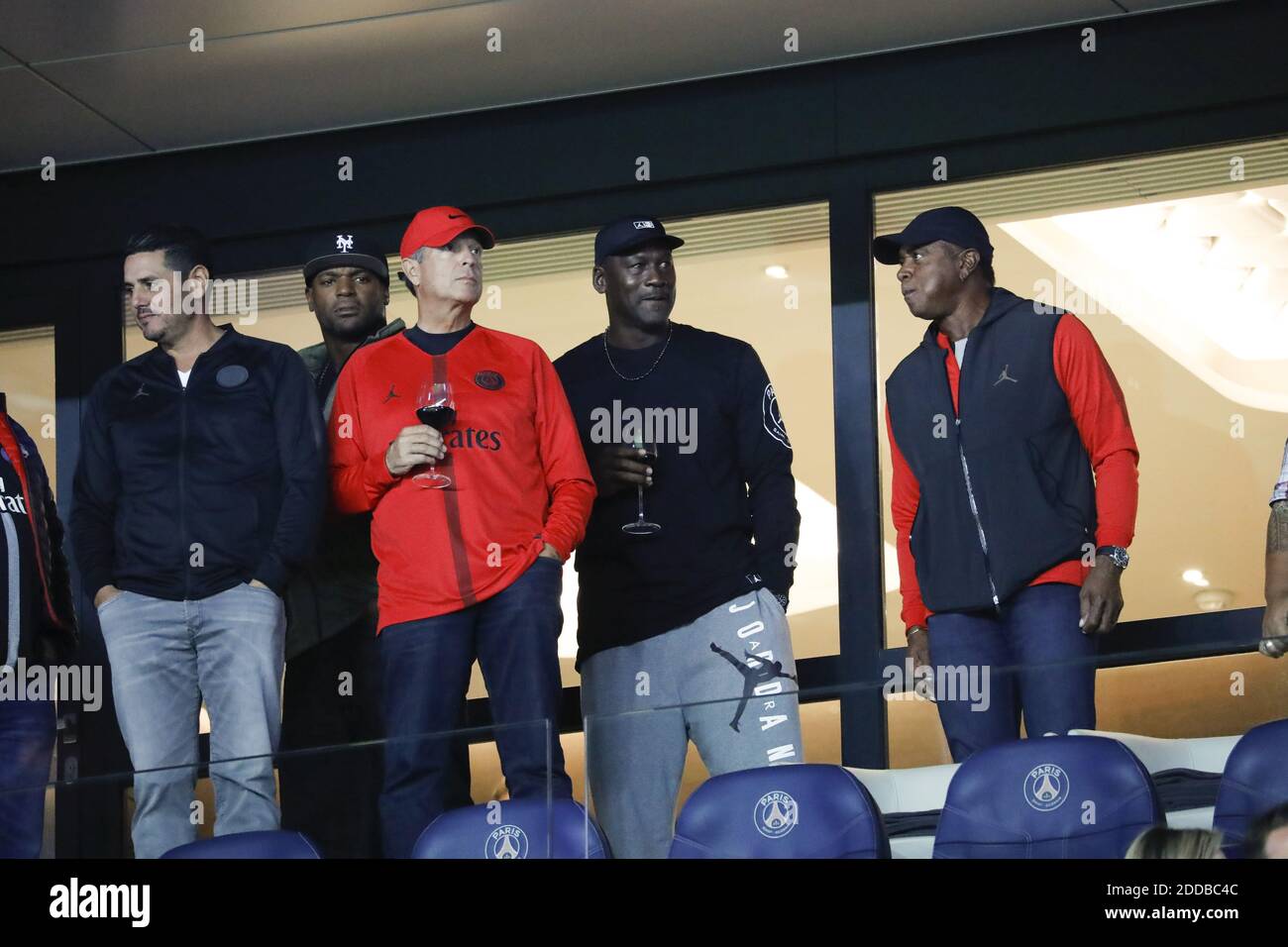 Basket-ball Legend Michael Jordan during the French First League soccer  match, PSG vs Reims in