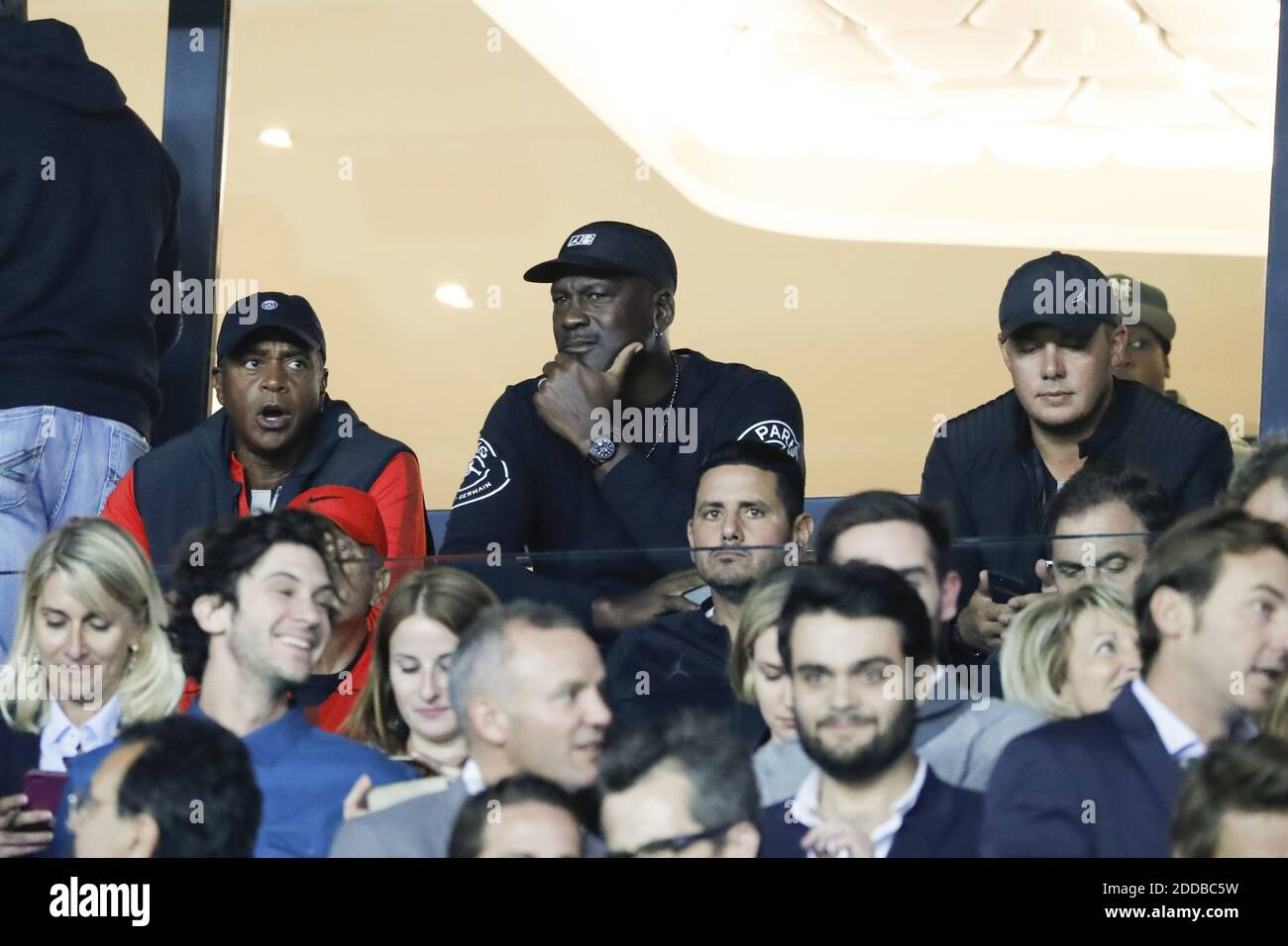 Basket-ball Legend Michael Jordan during the French First League soccer  match, PSG vs Reims in