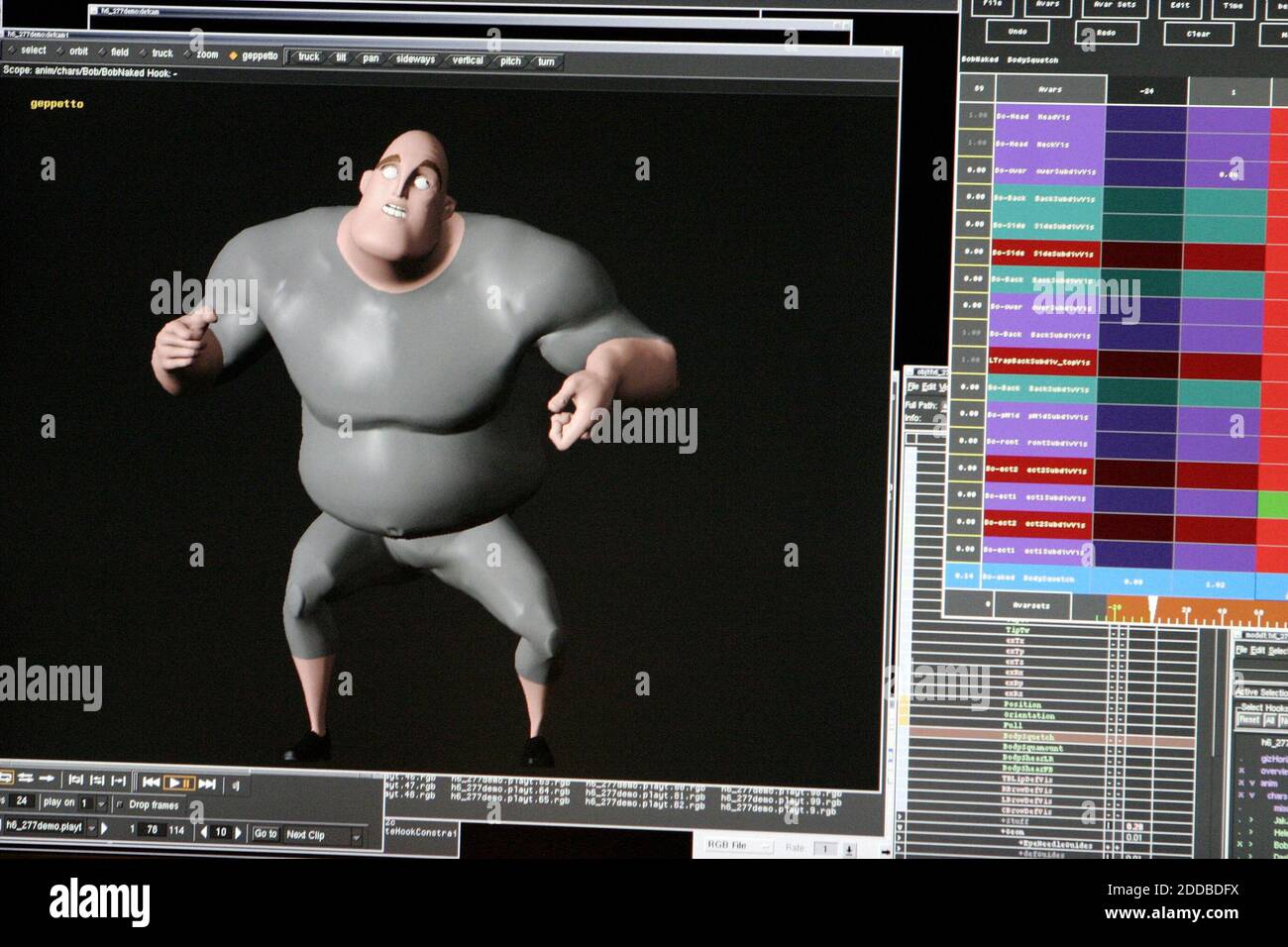NO FILM, NO VIDEO, NO TV, NO DOCUMENTARY - Pixar employee William Sheffler's computer screen shows some of the technology behind Pixar's new animated film, 'The Incredibles'. Photo by Richard Koci Hernandez/San NO FILM, NO VIDEO, NO TV, NO DOCUMENTARY - Pixar employee William Sheffler's computer screen shows some of the technology behind Pixar's new animated film, 'The Incredibles'. Photo by Richard Koci Hernandez/San