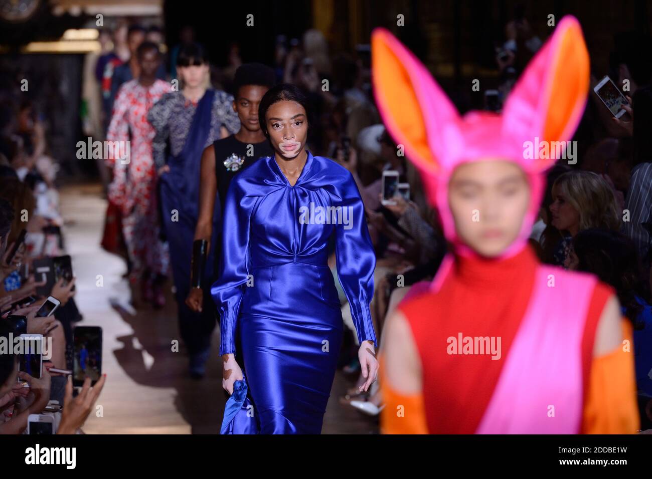 Winnie Harlow walks the runway during the Schiaparelli Haute Couture