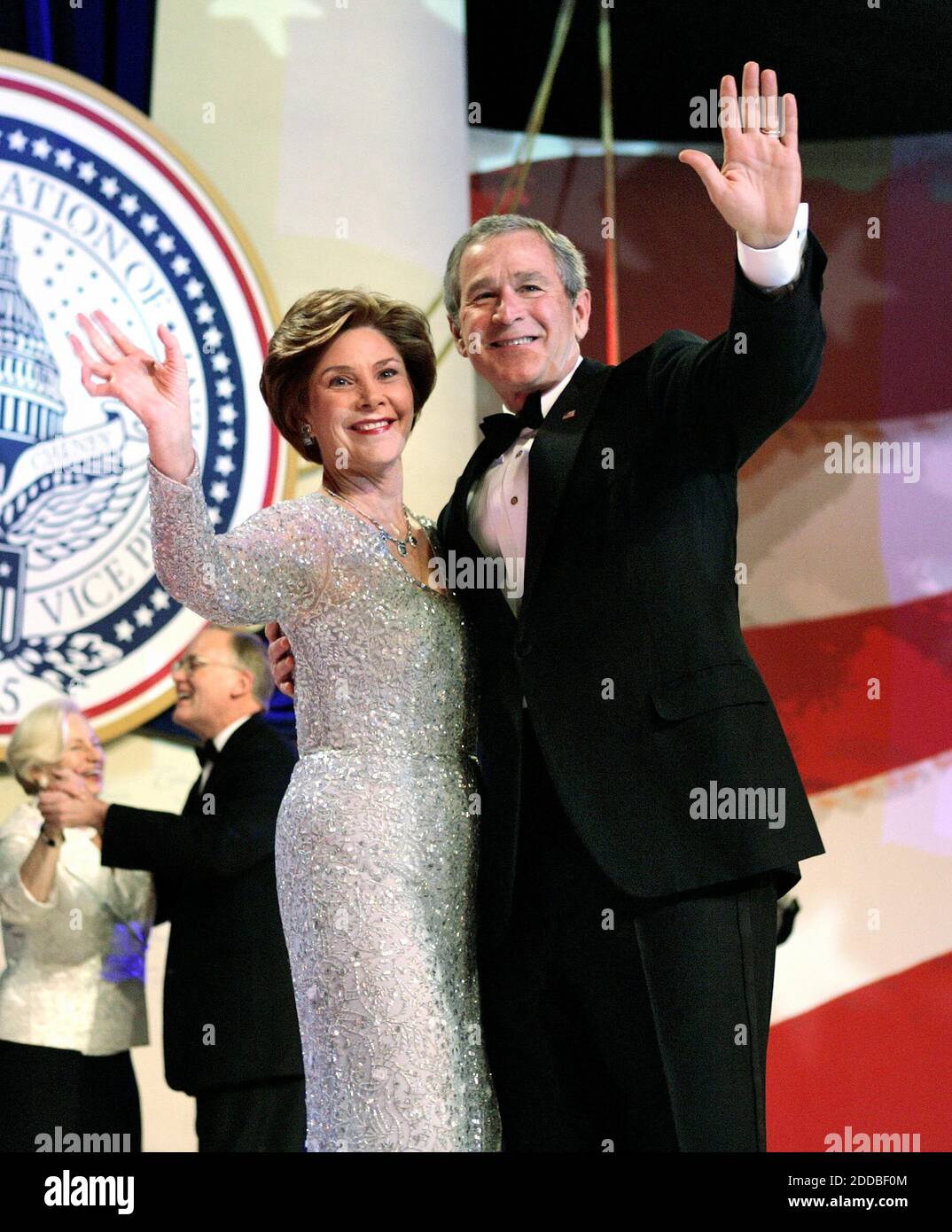 NO FILM, NO VIDEO, NO TV, NO DOCUMENTARY - President George W. Bush and first lady Laura Bush dance at the Independence Ball, part of the inauguration festivities in Washington, DC, USA, on January 20, 2005. Photo by Chuck Kennedy/US News Story Slugged/KRT/ABACA. Stock Photo